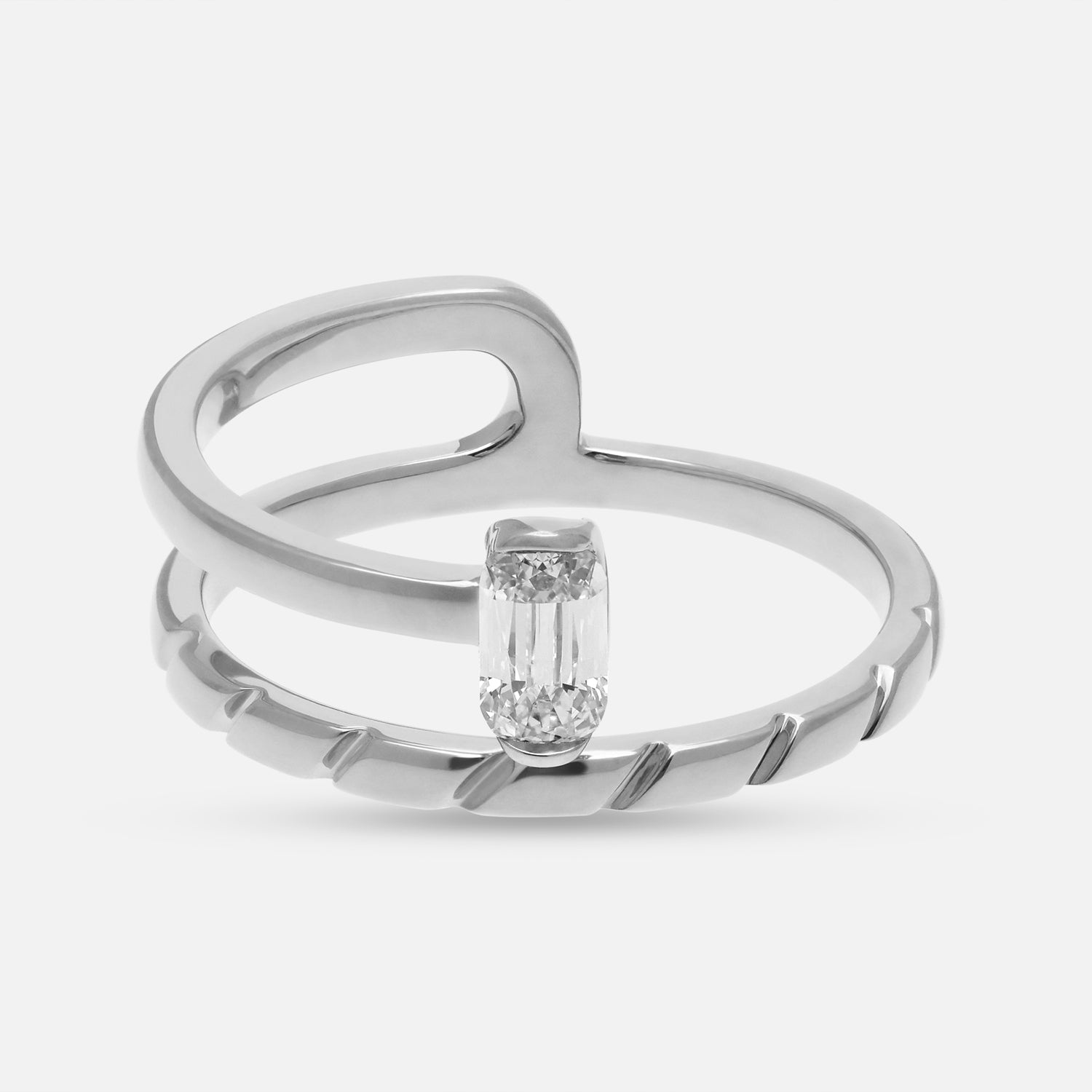 Sculpted Elegance Gold Ring with Elongated Cushion-Cut Lab-Grown Diamond | SKU : 0021960109