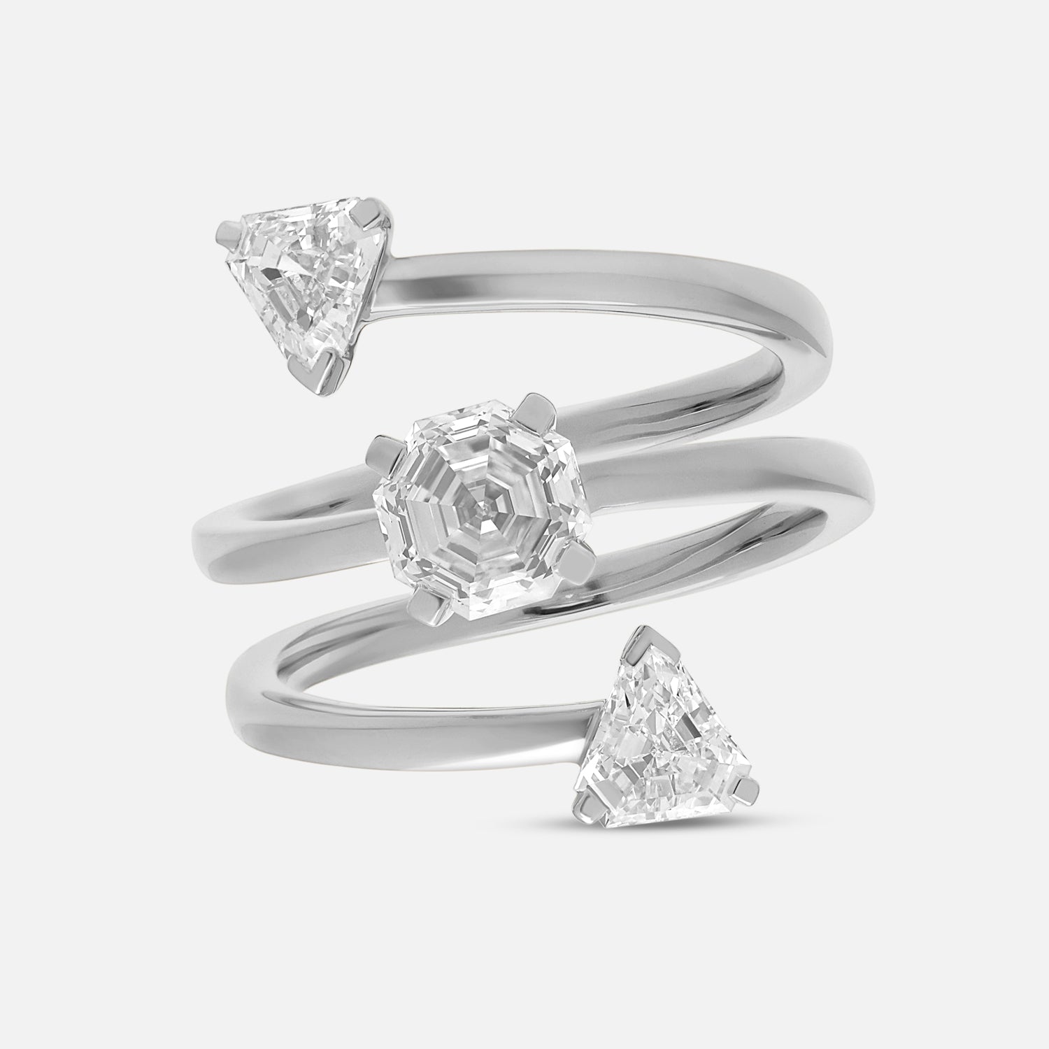 Octagon Step & Trillion Step Cut White Gold Lab-Grown Diamond Wrap Ring | SKU : 0021965821
