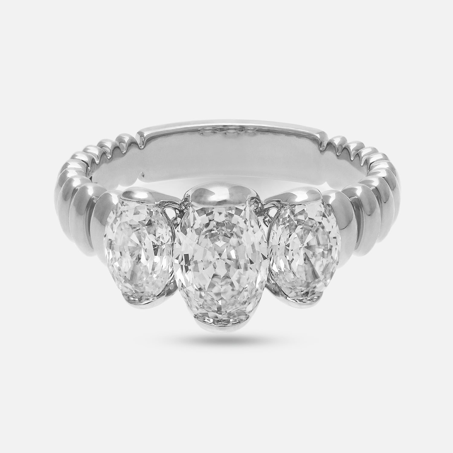 Triple Oval Cut White Gold Lab-Grown Diamond Ring | SKU : 0021966262