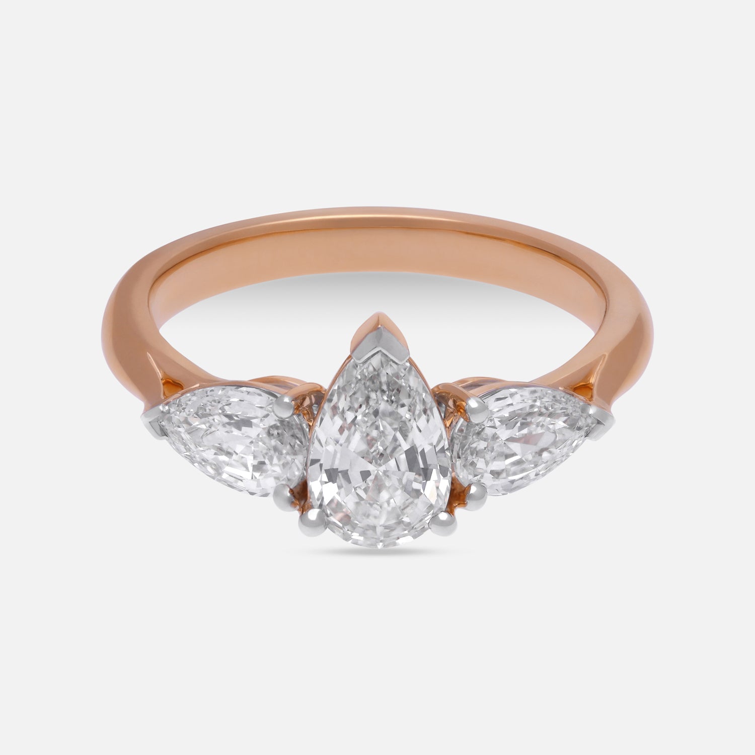 Gold Ring Set with Pear Step-Cut Lab-Grown Diamonds | SKU : 0003767252