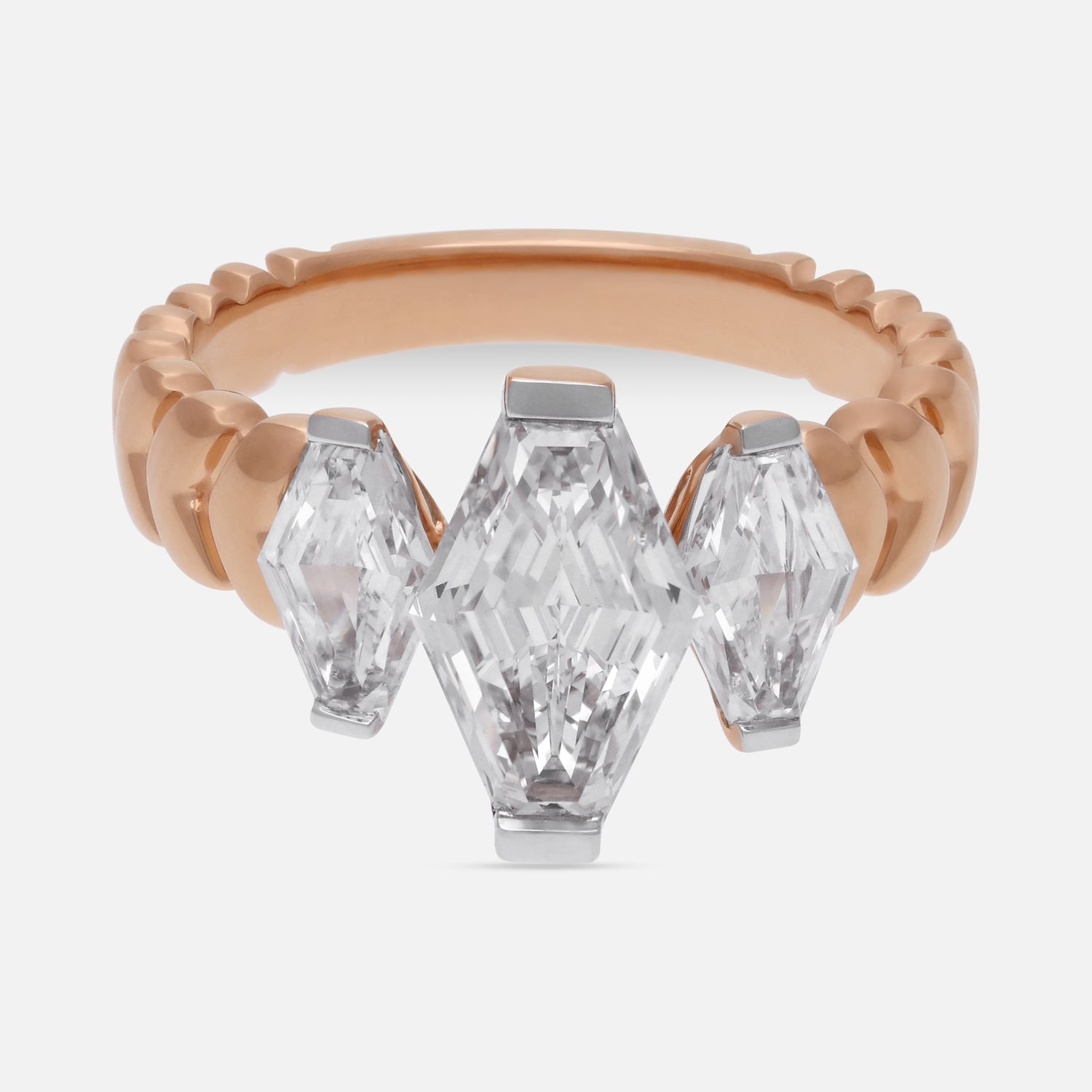 Gold Ring Set with Lozenge Blunt Lab-Grown Diamonds | SKU : 0003767269