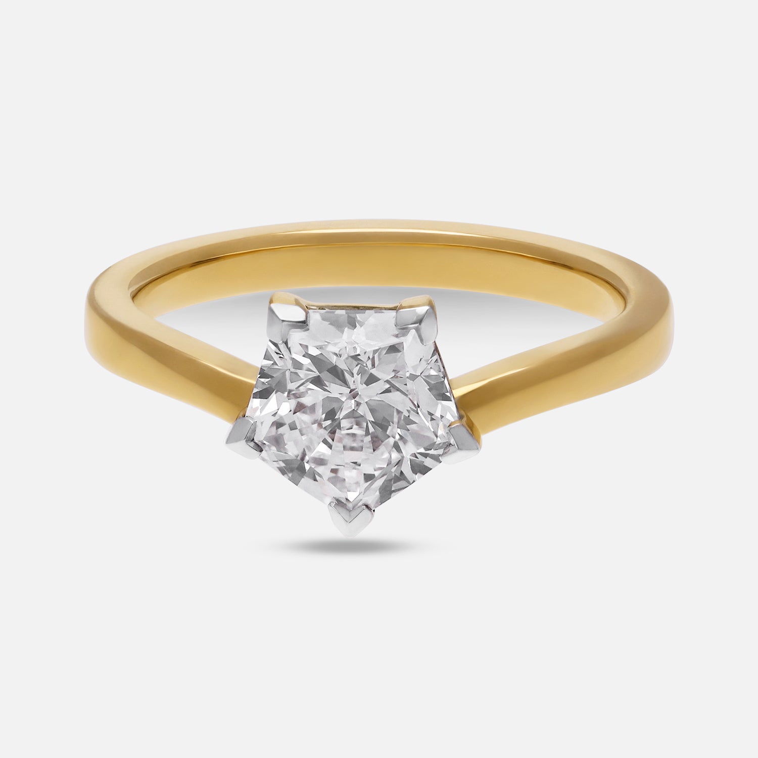 Yellow Gold Pentagon-Cut Lab-Grown Diamond Solitaire Ring | SKU : 0021923142