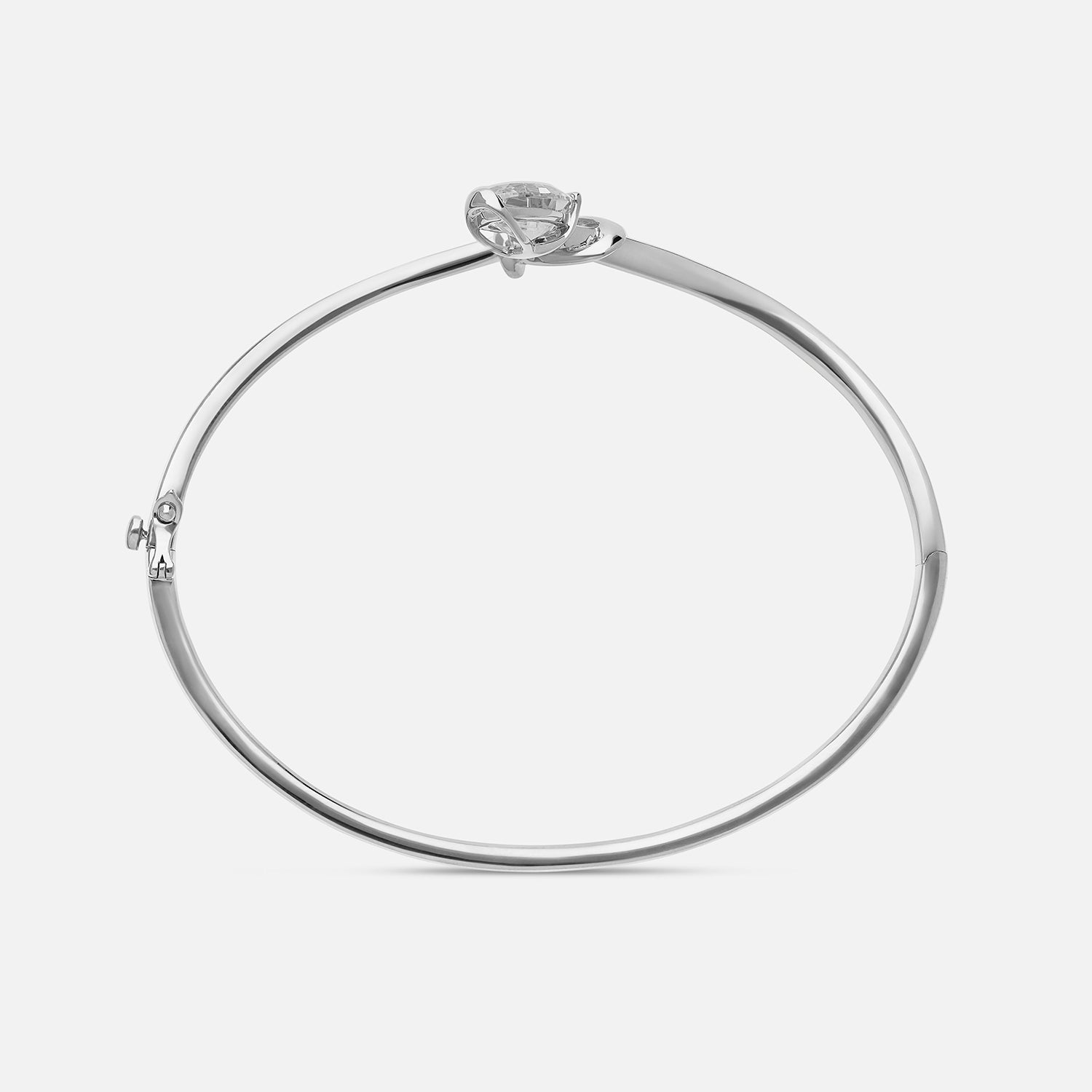 White Gold Bangle with Oval Step-Cut Lab-Grown Diamond Charm | SKU : 0021929922
