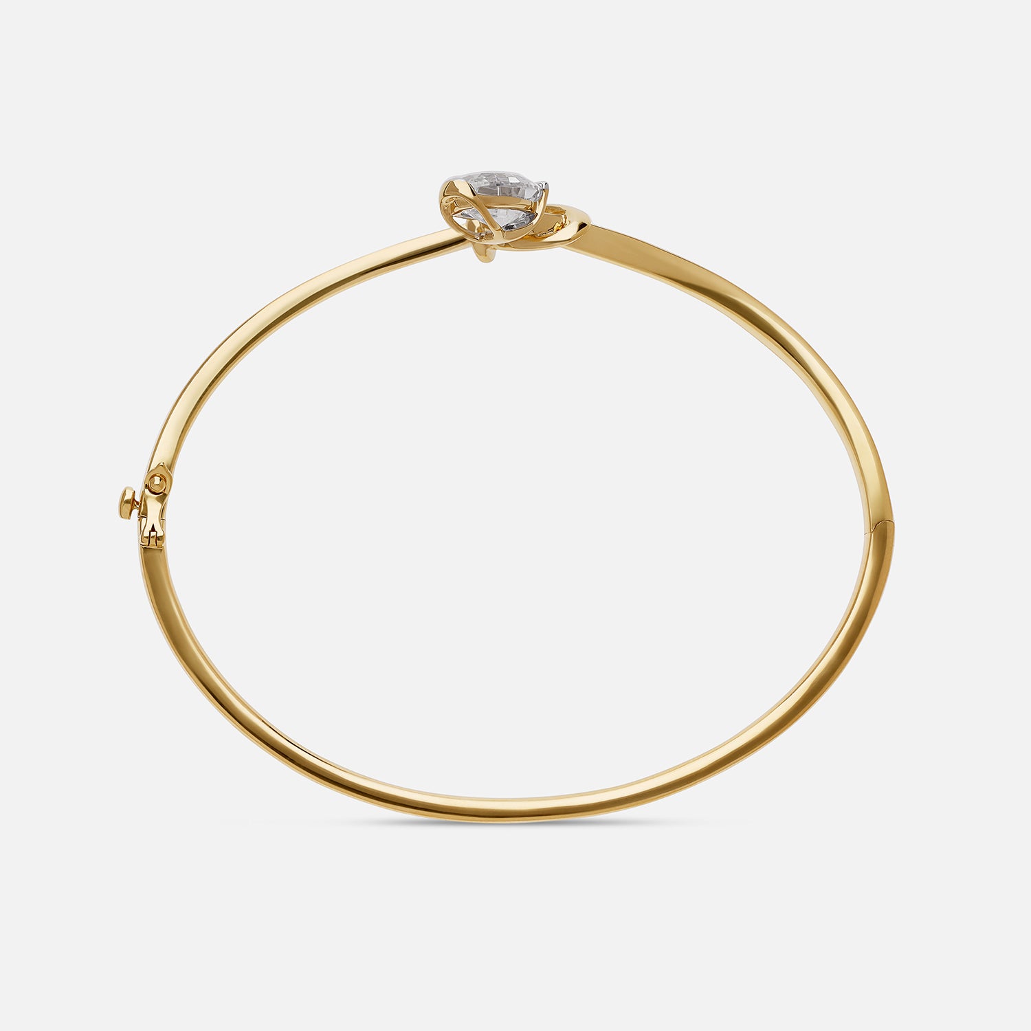 Gold Designer Bangle with Floating Oval Step-Cut Lab-Grown Diamond | SKU : 0021911682