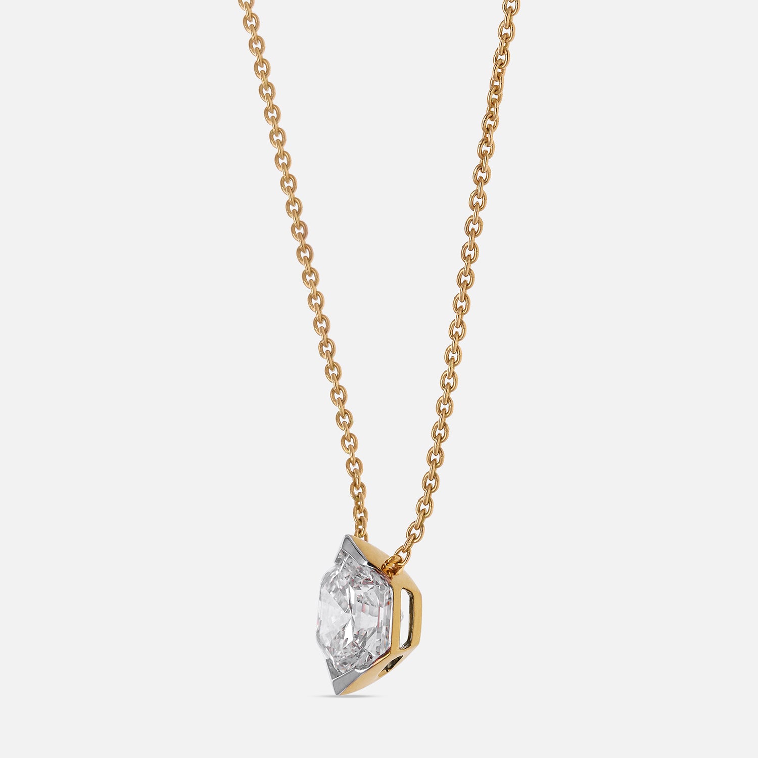 Gold Chain with Hexagon Brilliant-Cut Lab-Grown Diamond Pendant | SKU : 0021912849
