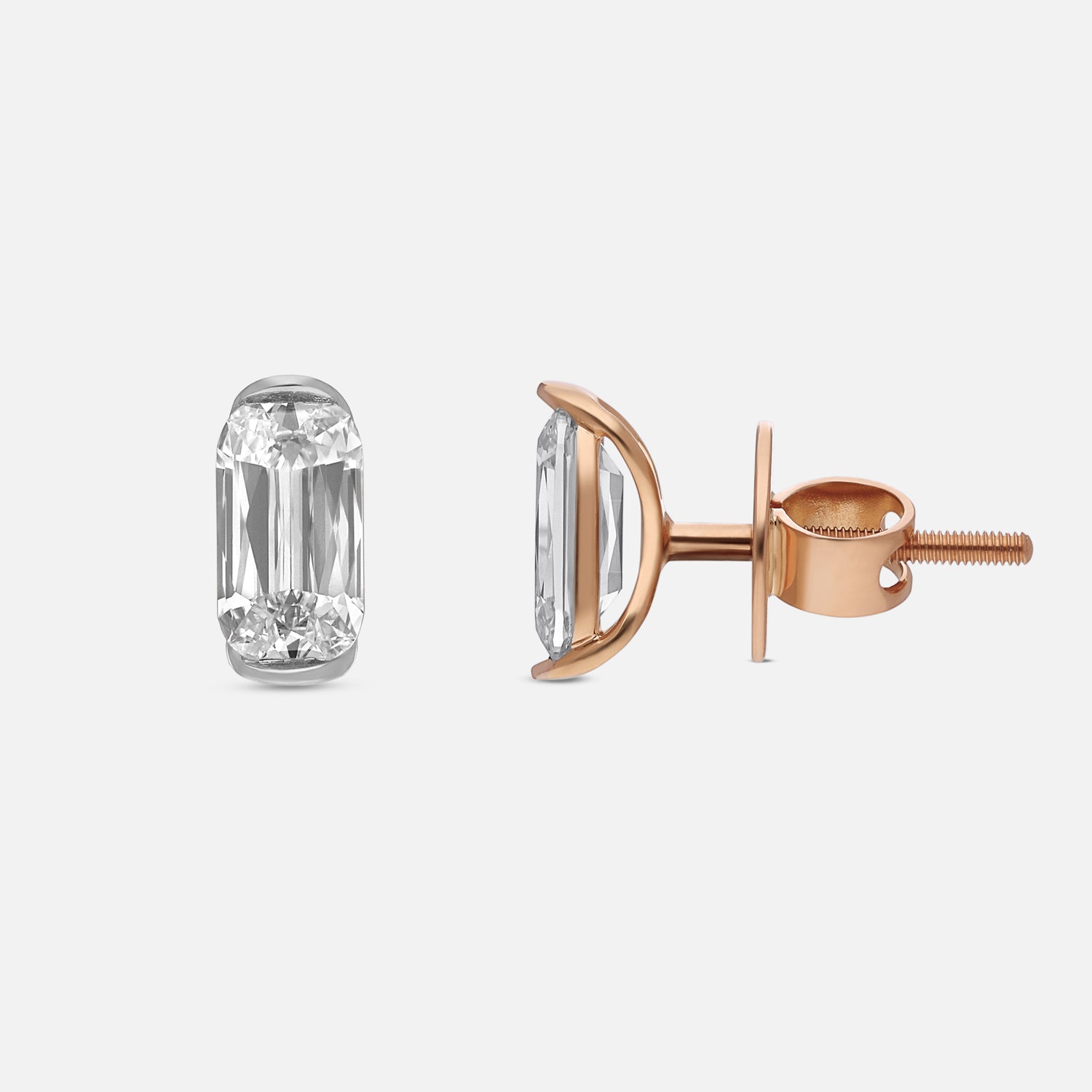 Elongated Cushion-Cut Lab-Grown Diamond Studs in 18Kt Gold | SKU : 0021912818