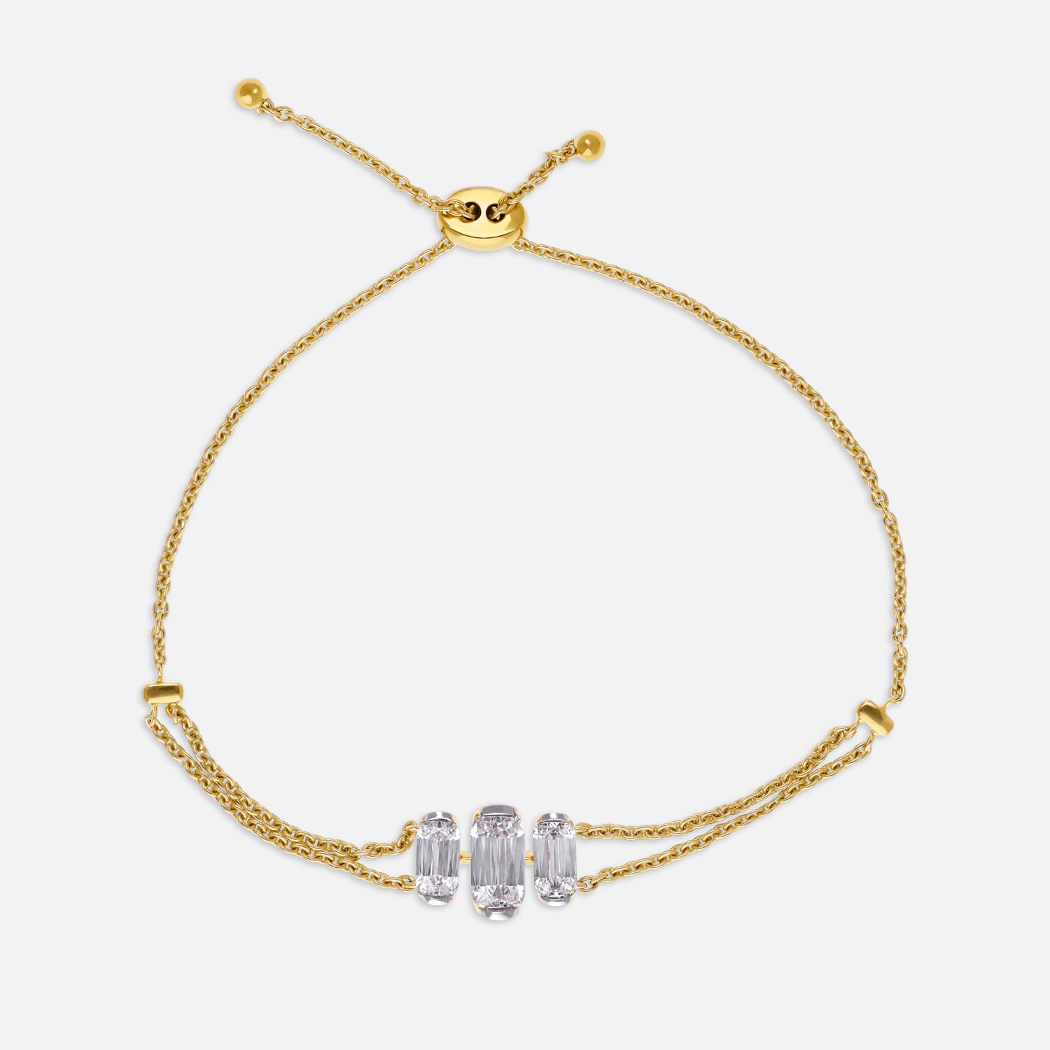 Adjustable Gold Chain Bracelet with Elongated Cushion-Cut Lab-Grown Diamonds | SKU : 0021912832