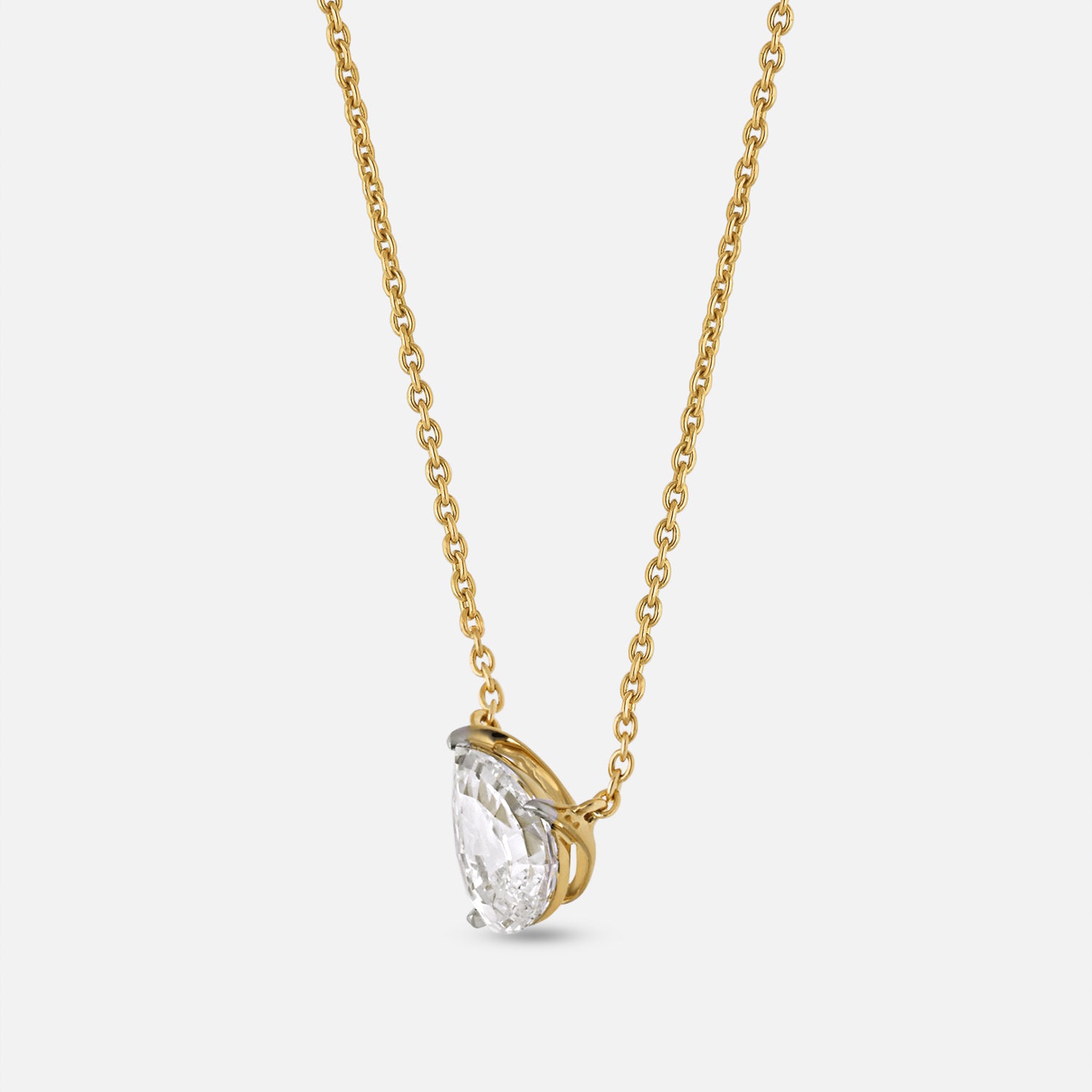 Pear-Cut 1.100 Carat Lab-Grown Diamond Pendant in Yellow Gold | SKU : 0003759578