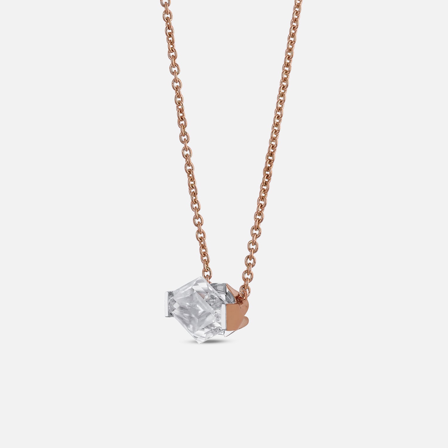 Lozenge Blunt-Cut Lab-Grown Diamond Pendant in 18Kt Gold Chain | SKU : 0003766972