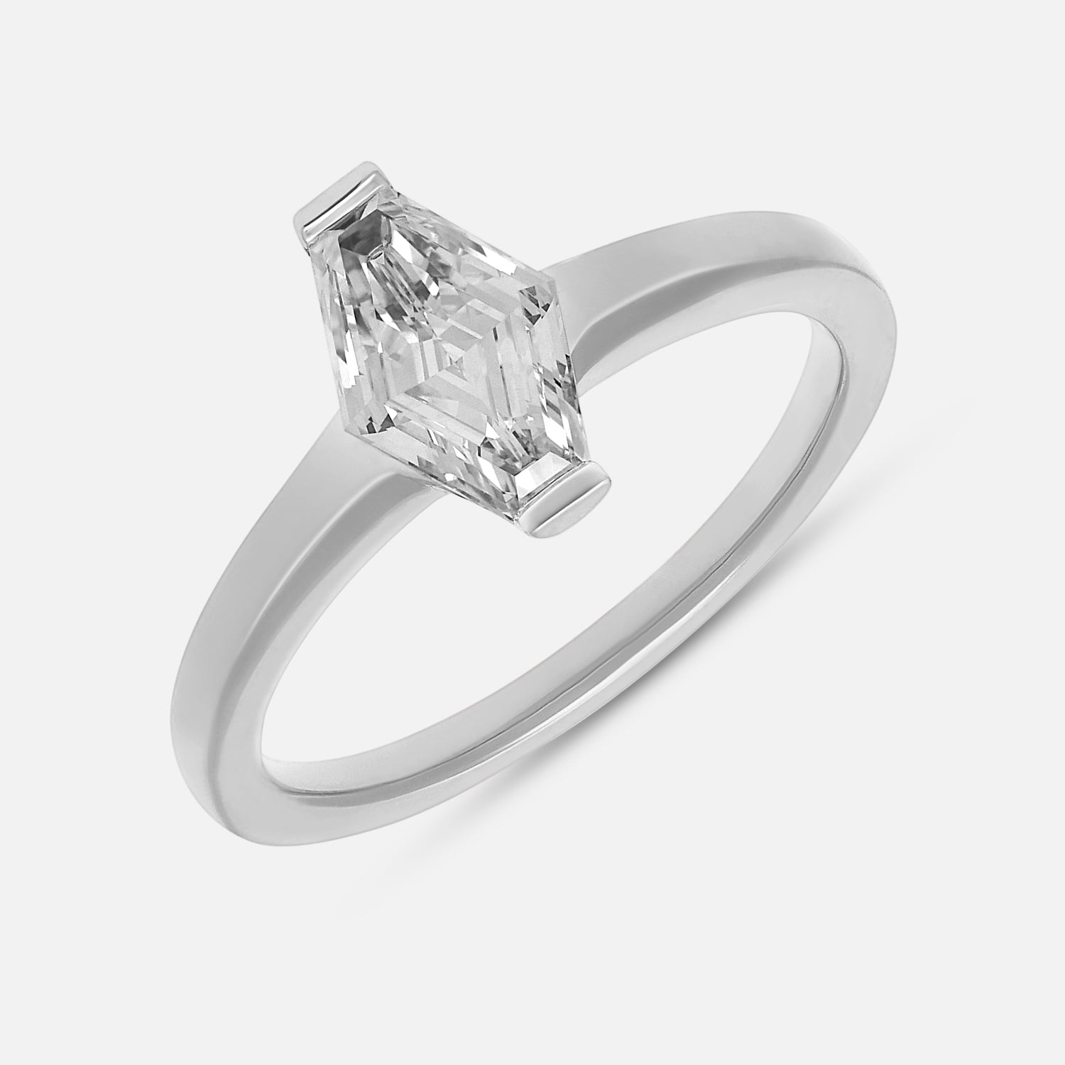 Lozenge Blunt-Cut Lab Grown Diamond Ring in 18K White Gold | SKU : 0021938566