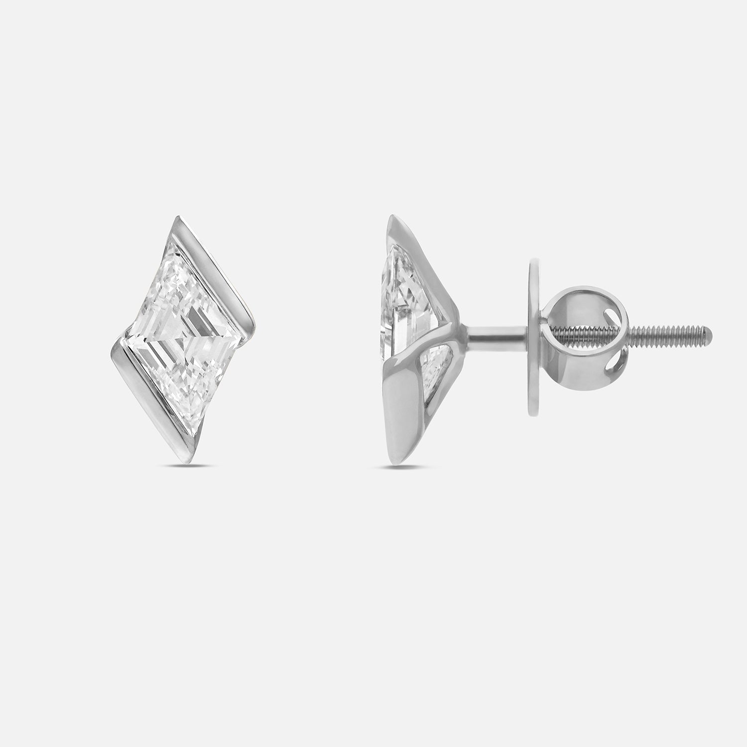 White Gold Stud Earrings with Lozenge Pointed-Cut Lab-Grown Diamonds | SKU : 0021929946