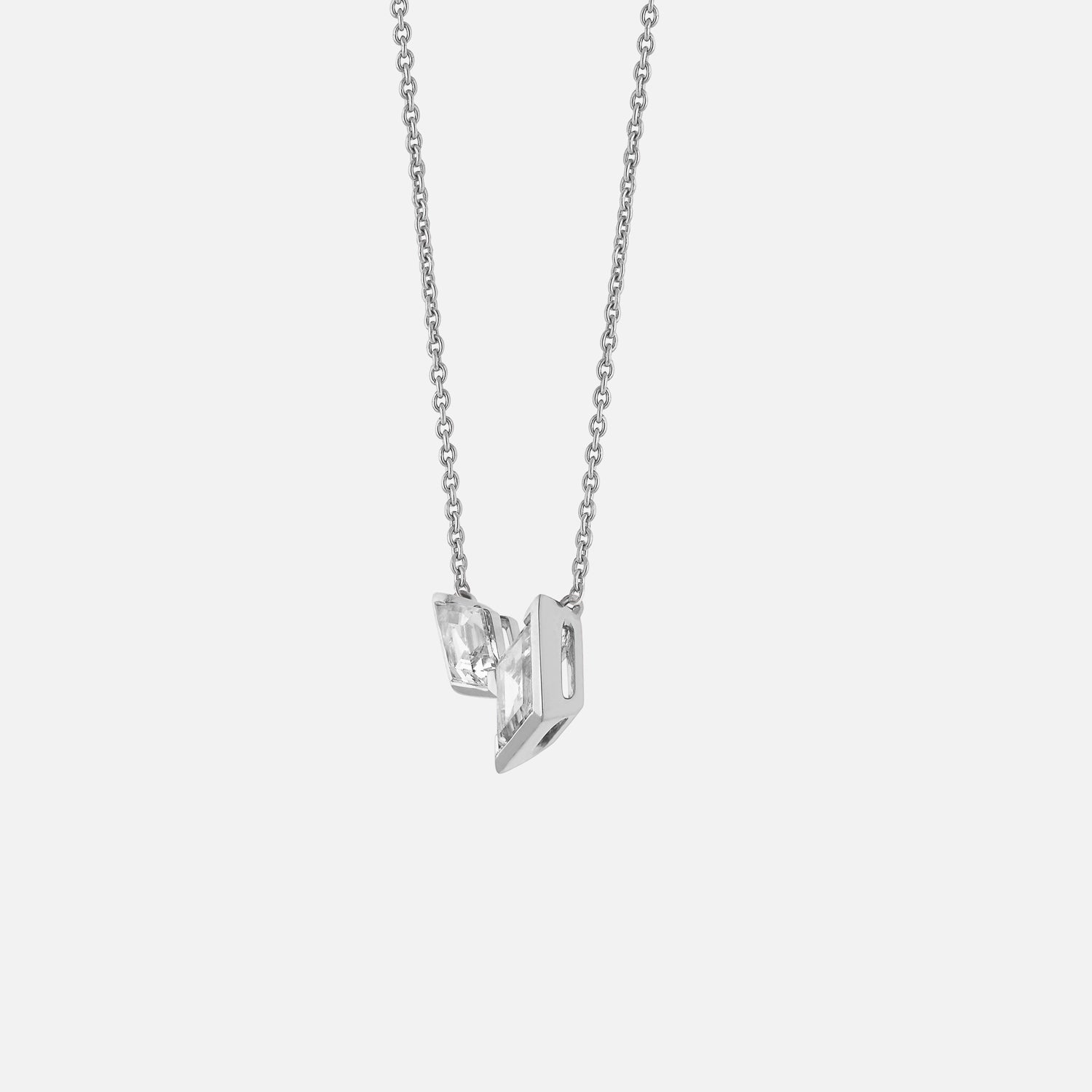 White Gold Chain with Lozenge Pointed-Cut Lab-Grown Diamond Pendant | SKU : 0021929939