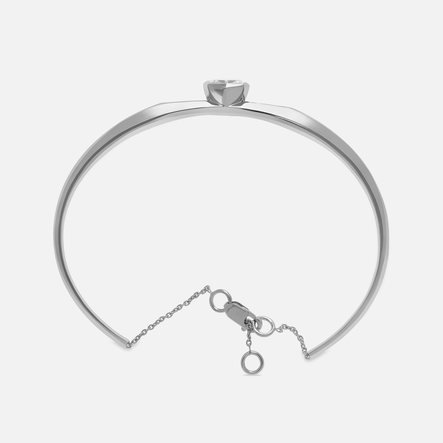 Octagon Step-Cut Lab-Grown Diamond White Gold Bangle | SKU : 0021911644