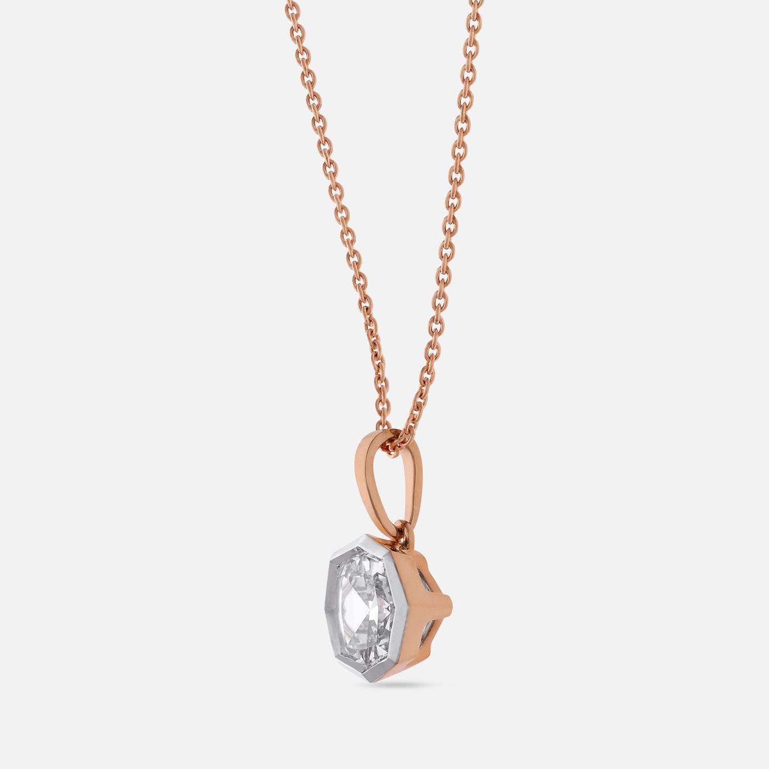 Gold Chain Pendant Set with Octagon Step-Cut Lab-Grown Diamond | SKU : 1.650