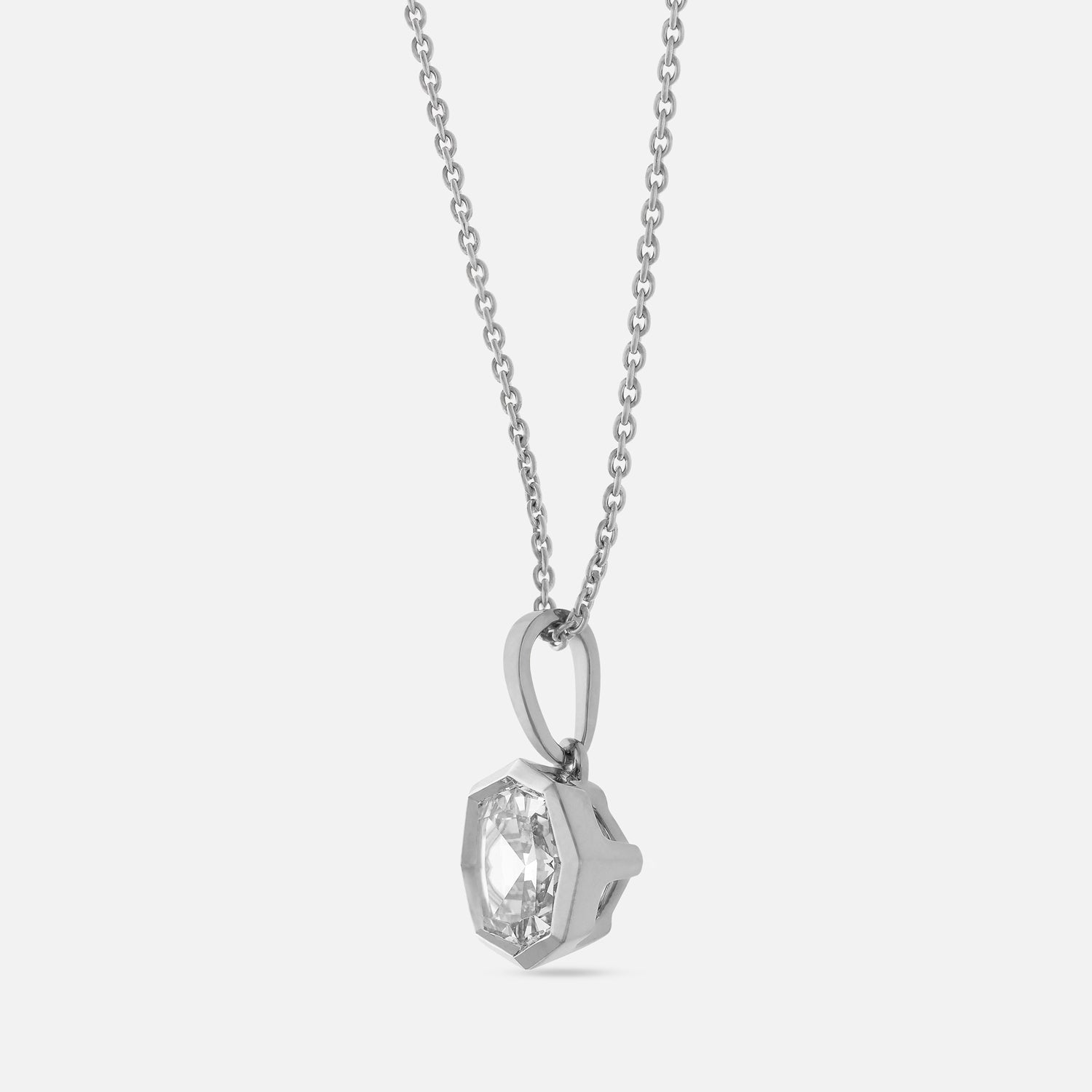 White Gold Necklace with Octagon Step-Cut Lab-Grown Diamond | SKU : 0021929854