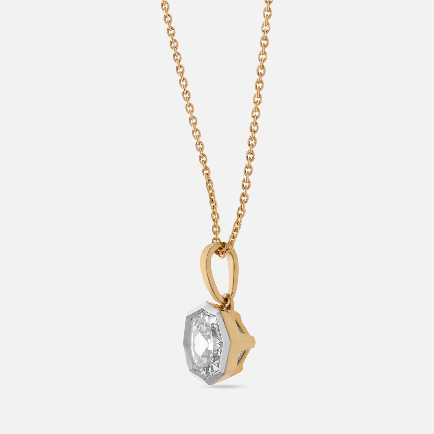 Gold Pendant Necklace with Octagonal Cushion-Cut Lab-Grown Diamond | SKU : 0021911613