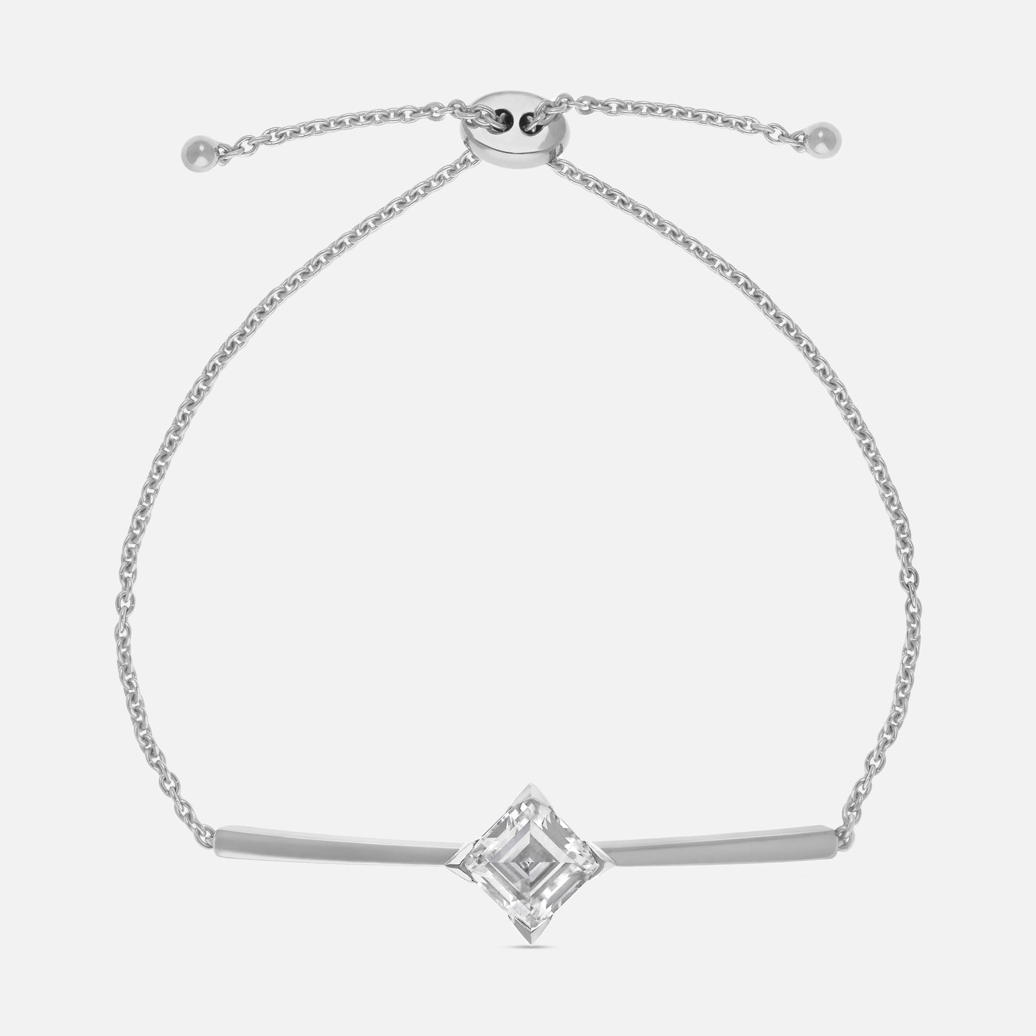 White Gold Bangle Bracelet with Square Step-Cut Lab-Grown Diamond | SKU : 0021938719