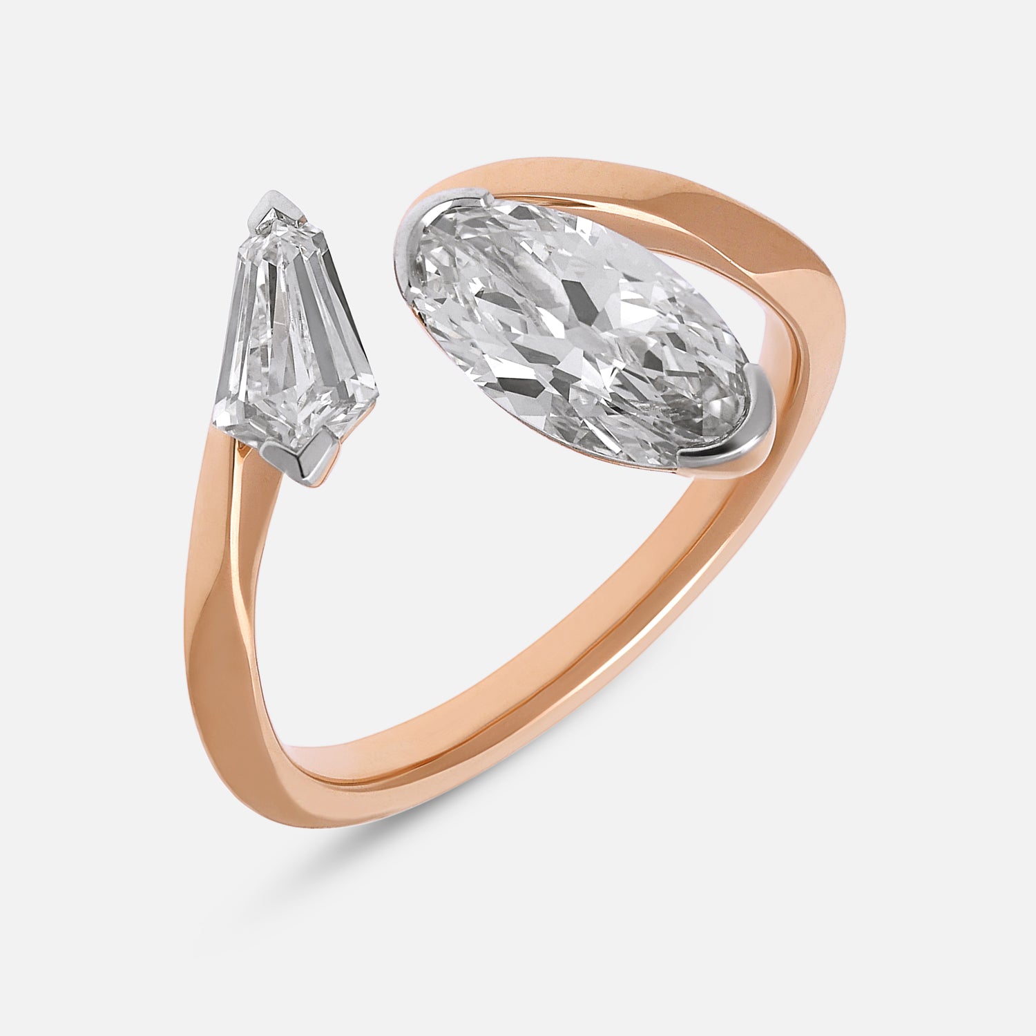 Gold Ring Set with Roval and Tie Pointed-Cut Lab-Grown Diamonds | SKU : 0021925979