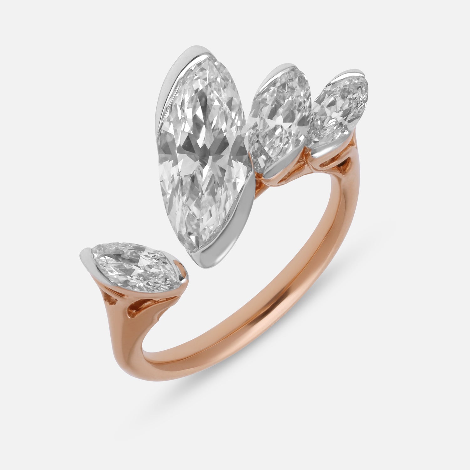 Gold Statement Ring with Clustered Roval-Cut Lab-Grown Diamonds | SKU : 0003761663