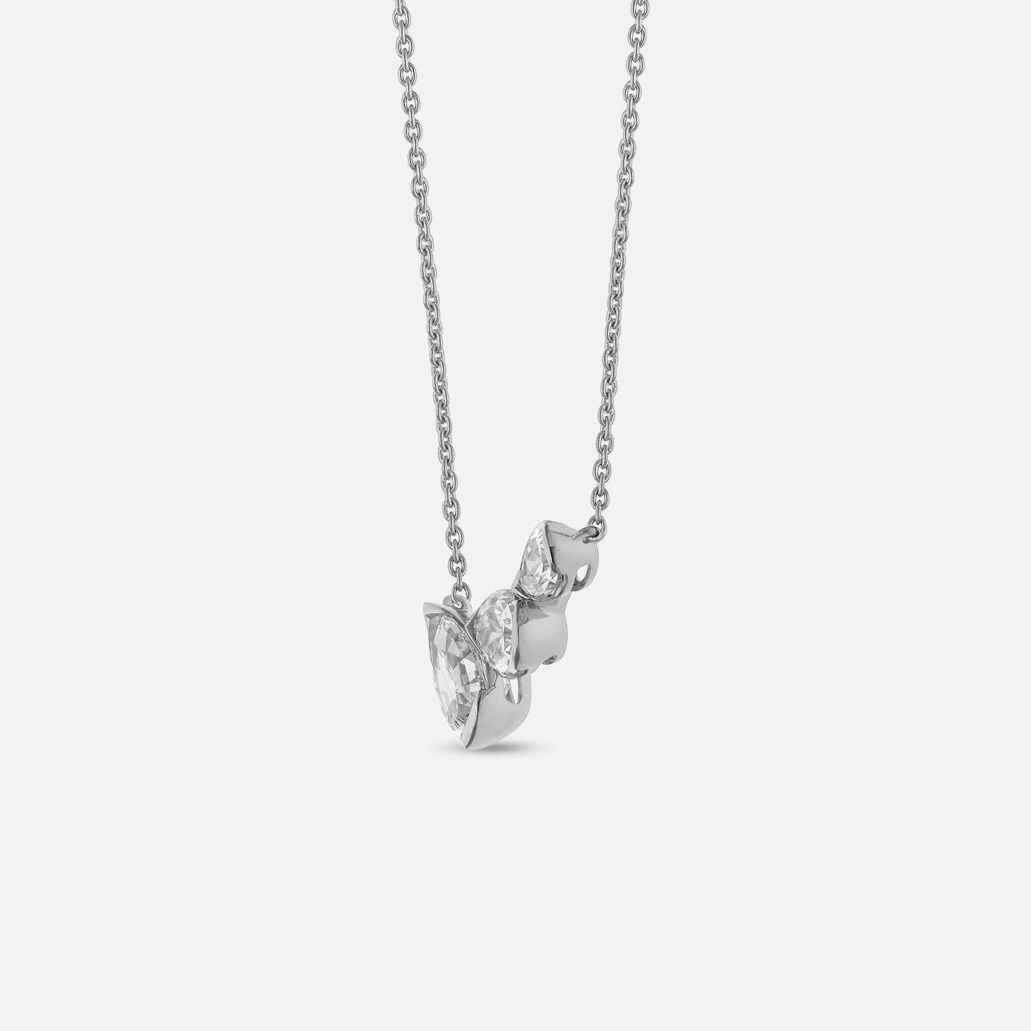 White Gold Chain Pendant with Pear Step-Cut Lab-Grown Diamonds | SKU : 0021941856