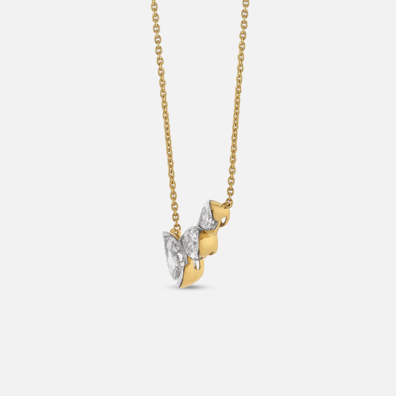 Pear Step-Cut Lab-Grown Diamond Cluster Pendant on Gold Chain | SKU : 0021916441