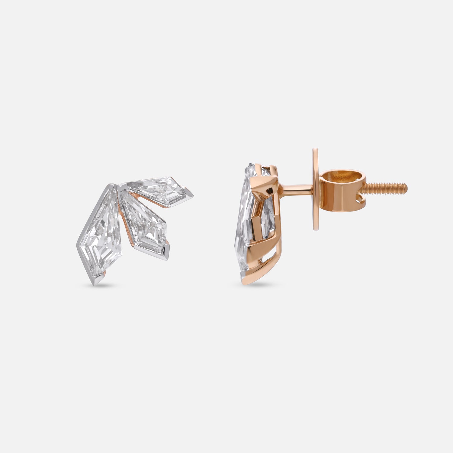 Geometric Tapered Kite-Cut Lab-Grown Diamond Earrings in Rose Gold | SKU : 0021920141
