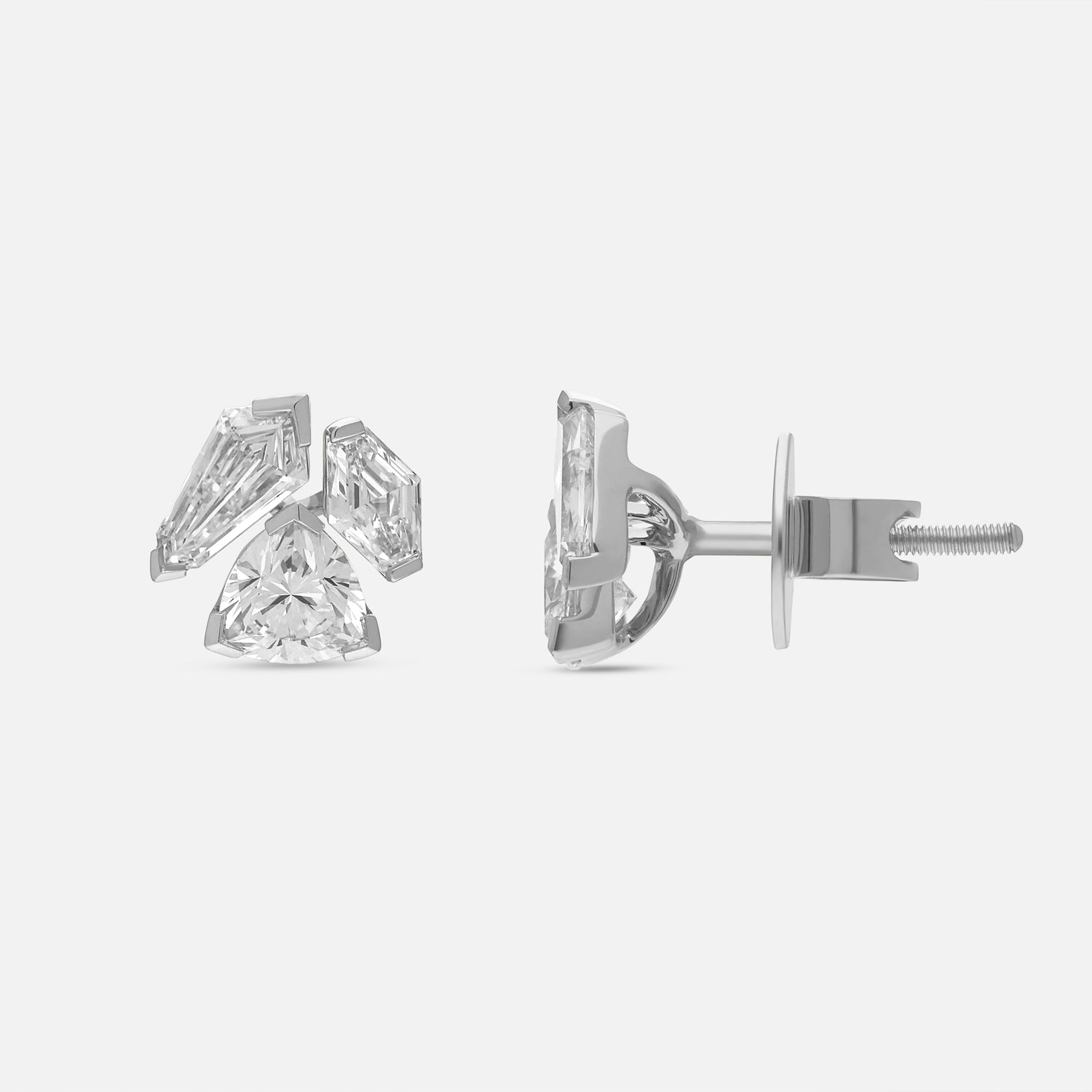 White Gold Stud Earrings with Multi-Cut Lab-Grown Diamonds | SKU : 0021946035
