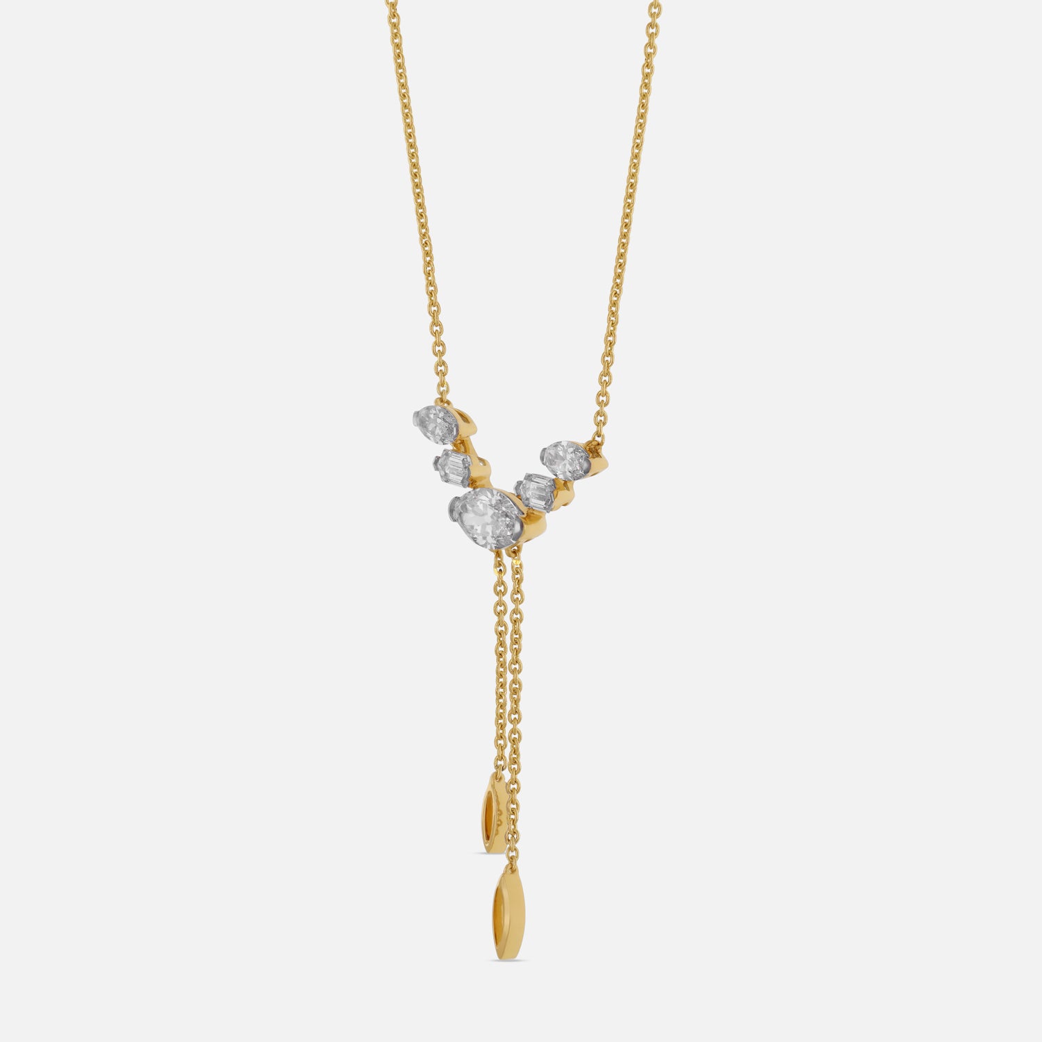 Hexagonal and Roval-Cut Lab-Grown Diamond Gold Drop Necklace | SKU : 0021917998