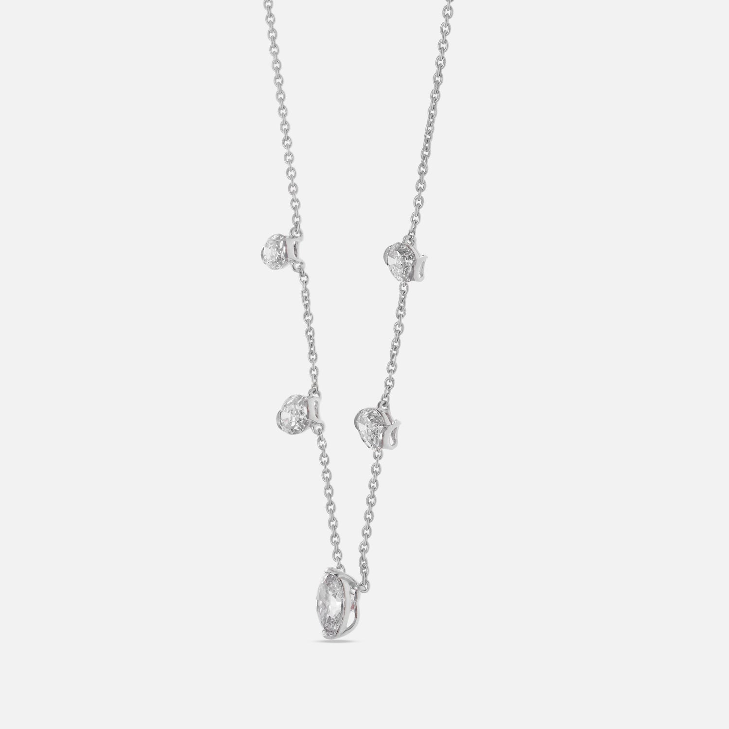 Oval Step-Cut Lab-Grown Diamond Necklace in 18Kt White Gold | SKU : 0003769003