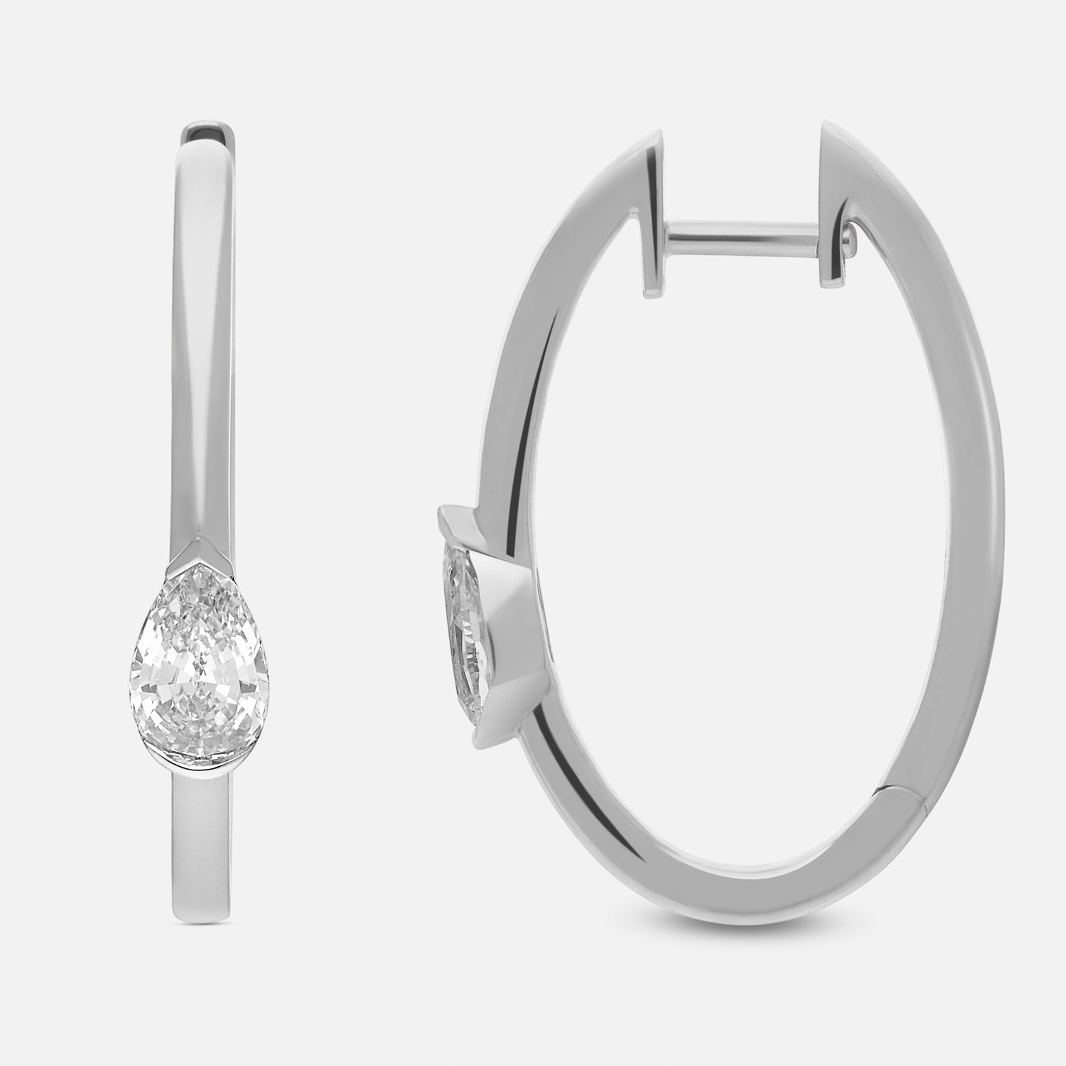 White Gold Hoop Vallies with Pear Step-Cut Lab-Grown Diamonds | SKU : 0021946882
