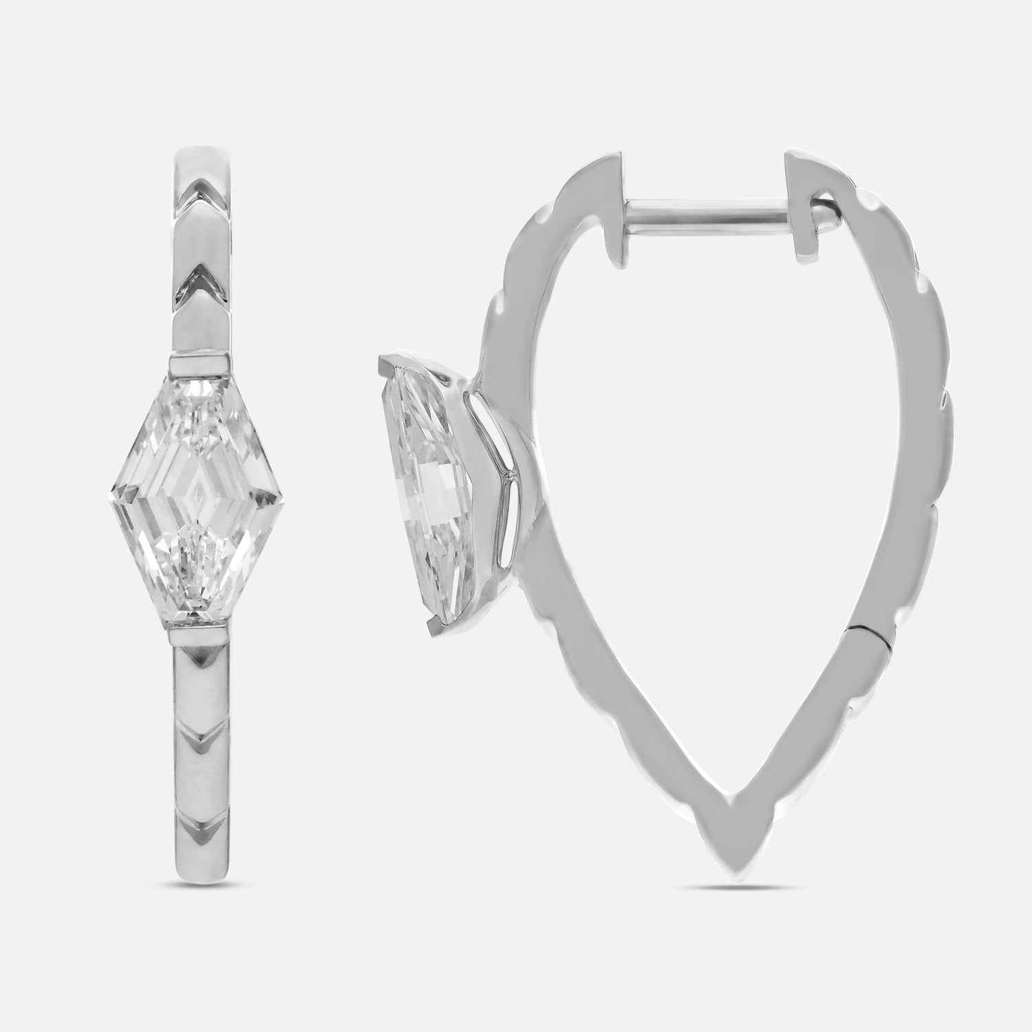 White Gold Hoop Vallies with Lozenge Blunt Lab-Grown Diamonds | SKU : 0021950995
