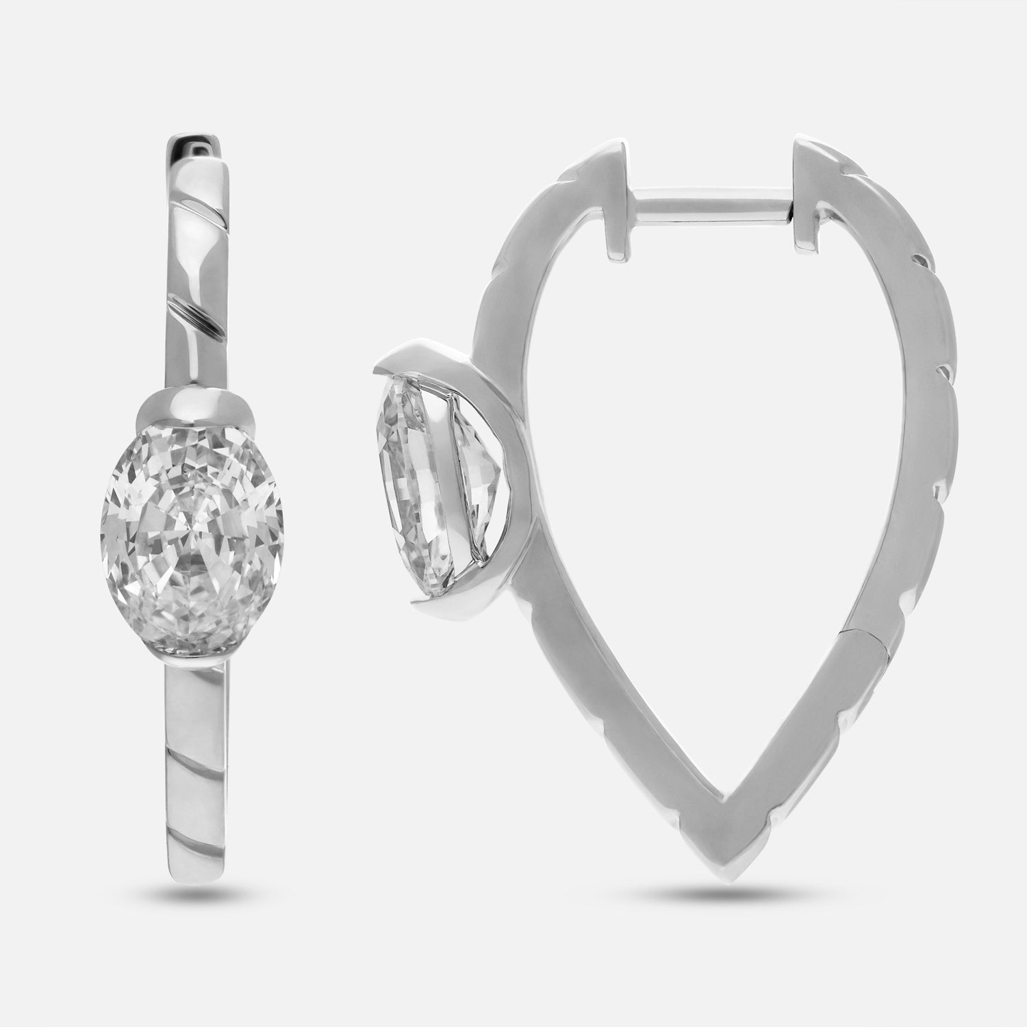 White Gold Vallies Hoops with Oval Step-Cut Lab-Grown Diamonds | SKU : 0021951213
