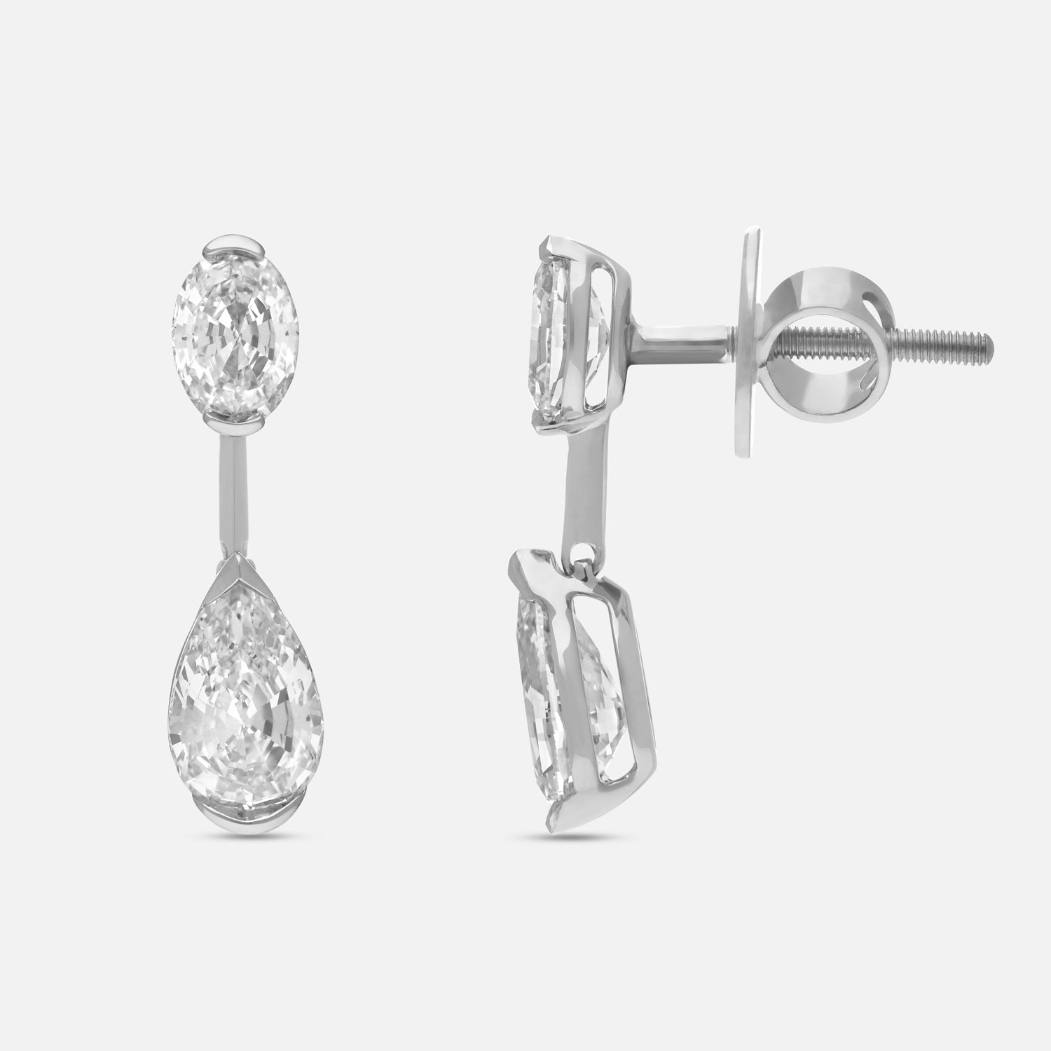 Elegant Gold Drop Earrings with Pear Step Cut & Oval Step Cut Lab-Grown Diamonds | SKU : 0021953897