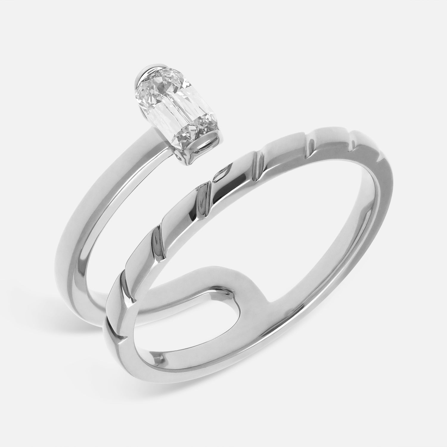 Sculpted Elegance Gold Ring with Elongated Cushion-Cut Lab-Grown Diamond | SKU : 0021960109