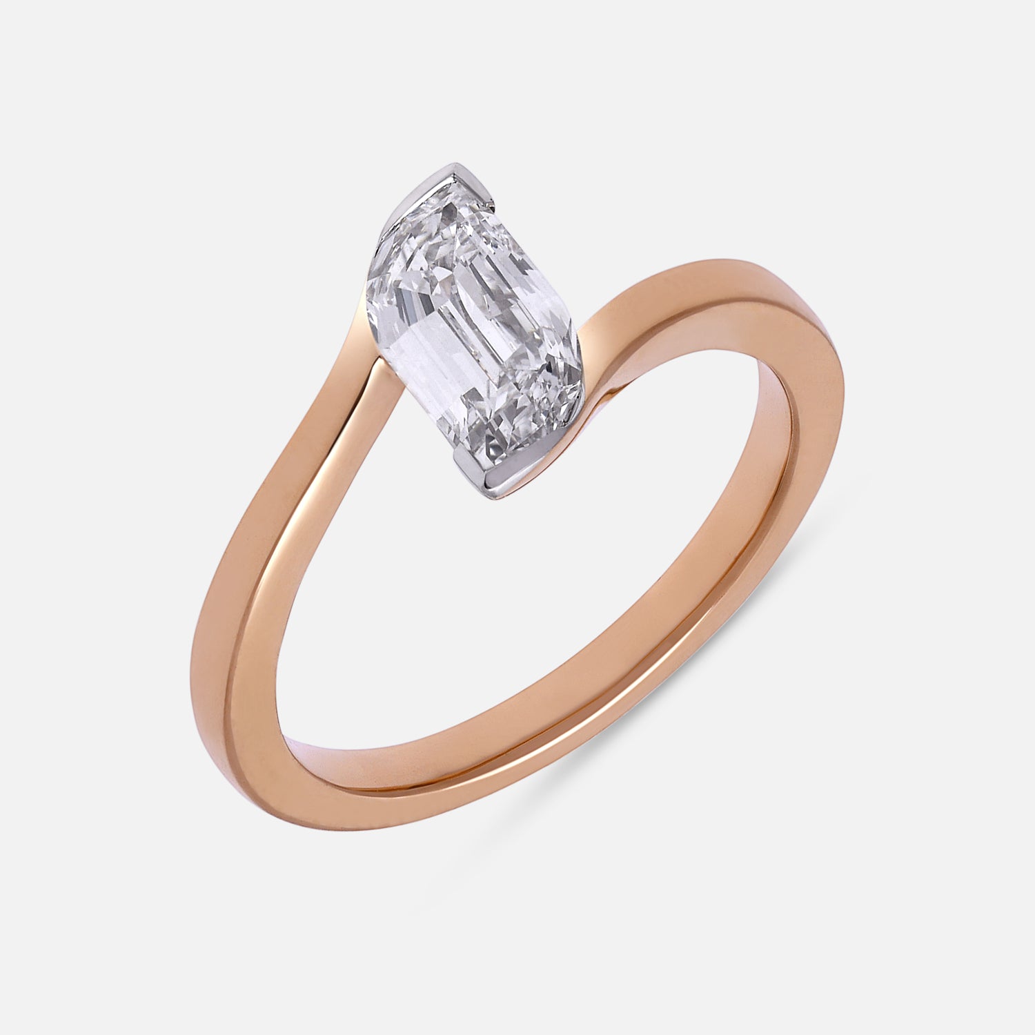 Rose Gold Ring with Flame-Cut Lab-Grown Diamond | SKU : 0003761618