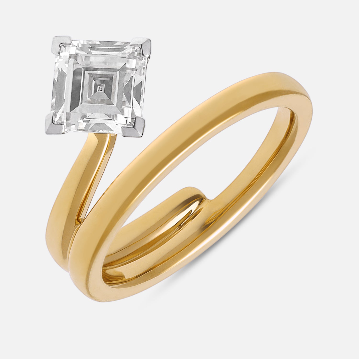 Yellow Gold Square Step-Cut Lab-Grown Diamond Wrap Ring | SKU : 0021920226