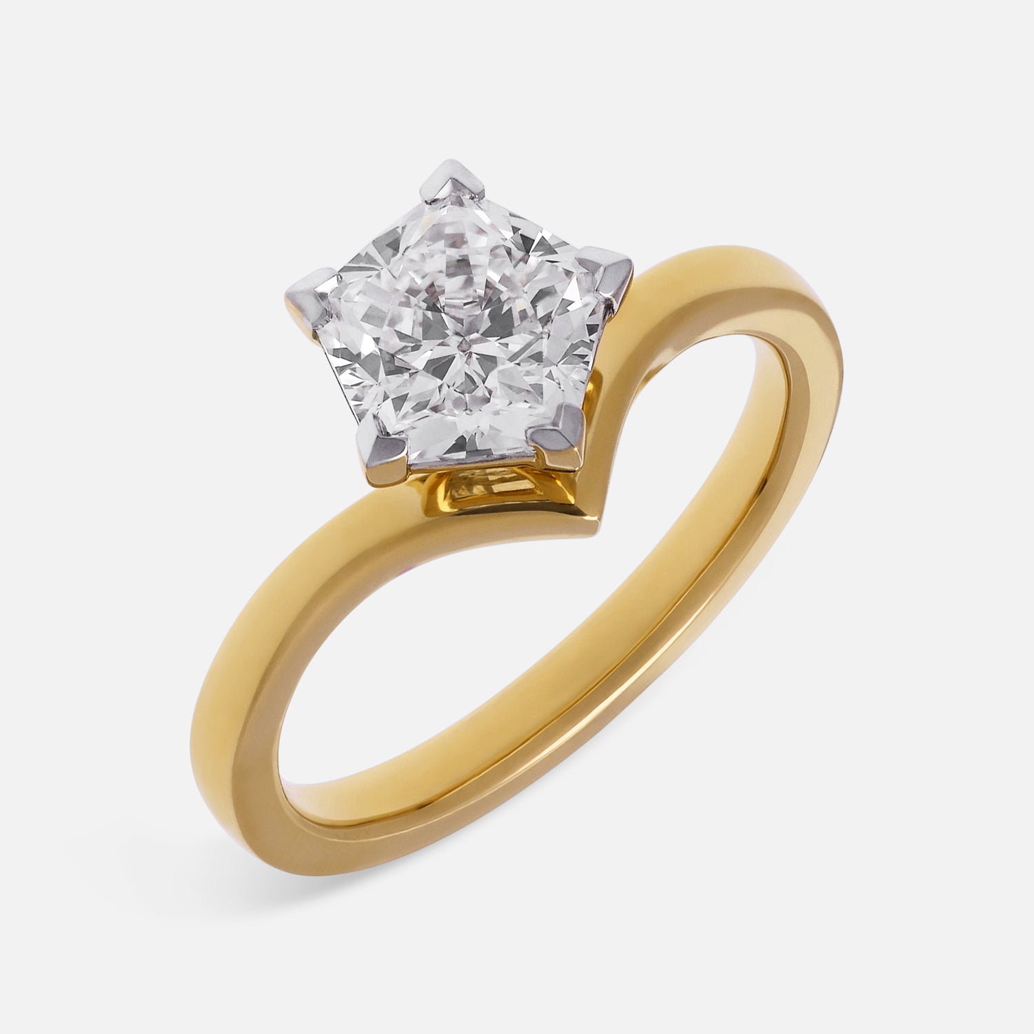 Yellow Gold Pentagon-Cut Lab-Grown Diamond Solitaire Ring | SKU : 0021923142