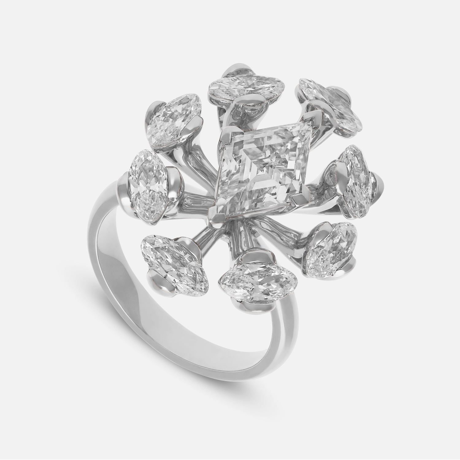 Radiant Lozenge and Oval Lab-Grown Diamond Gold Cocktail Ring | SKU : 0021966675