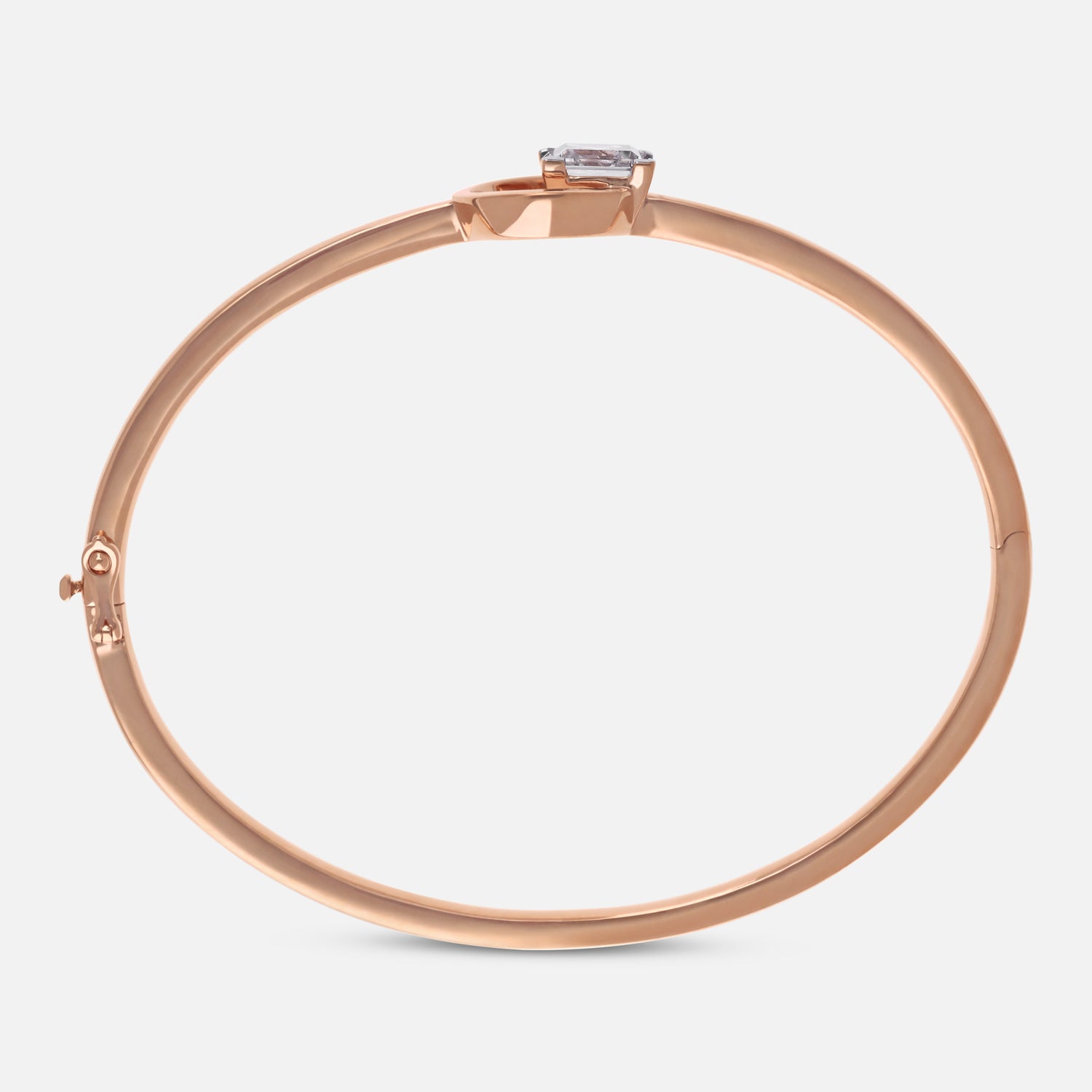 Rose Gold Bangle with Square Step-Cut Lab-Grown Diamond | SKU : 0021925986