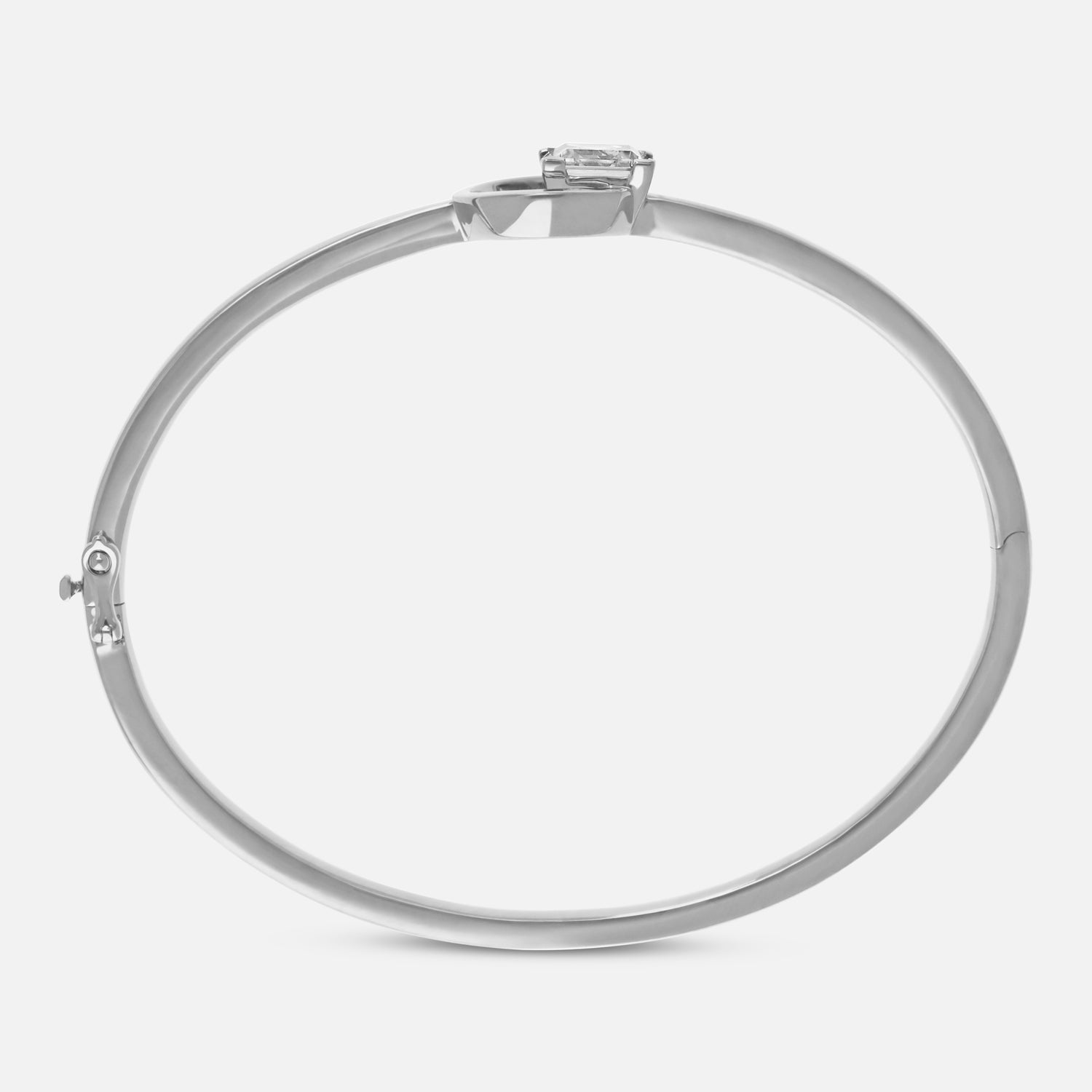 Sleek Gold Bangle with Square Step-Cut Lab-Grown Diamond Centerpiece | SKU : 0021971266