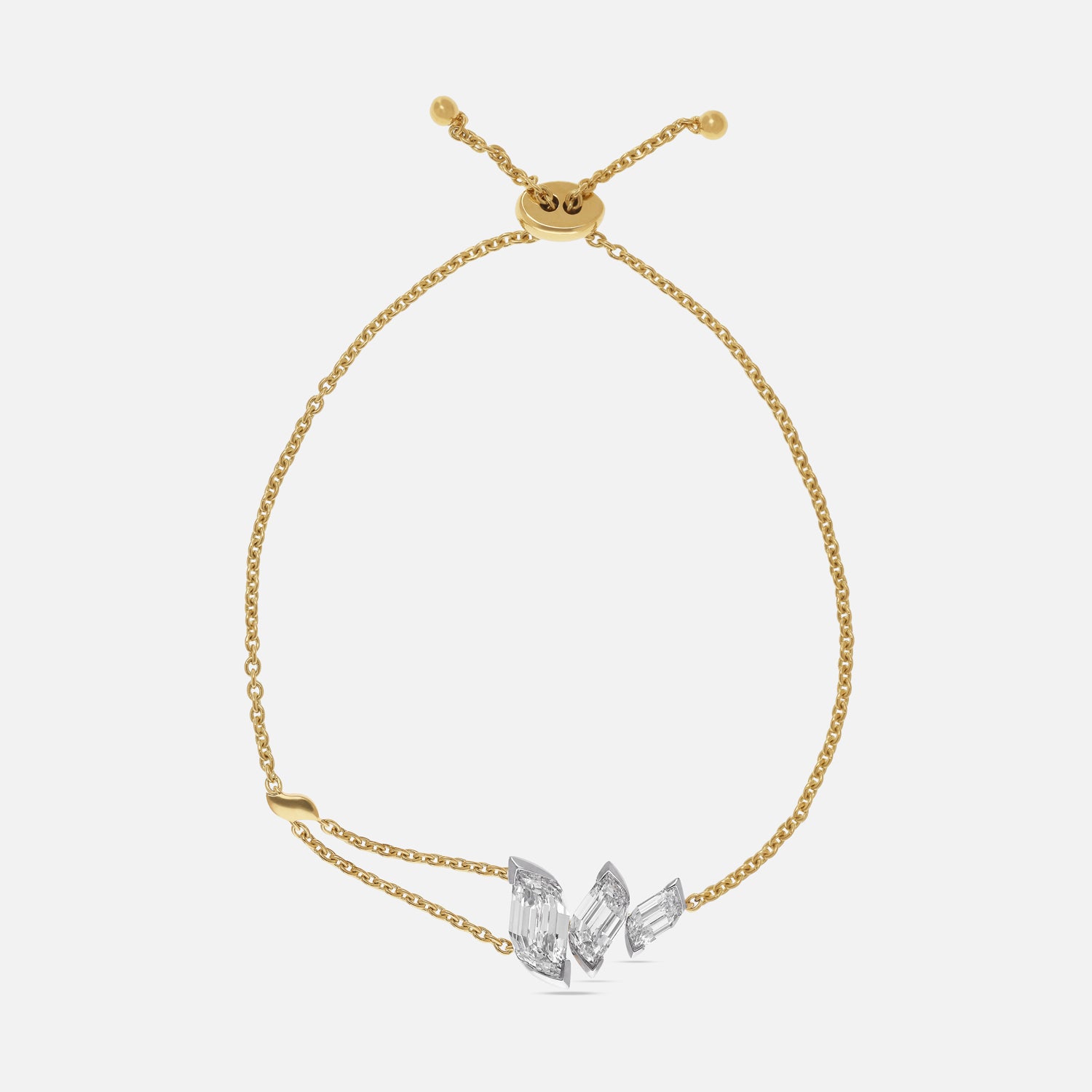 Yellow Gold Chain Bracelet with Tapered Flame-Cut Lab-Grown Diamonds | SKU : 0021924026