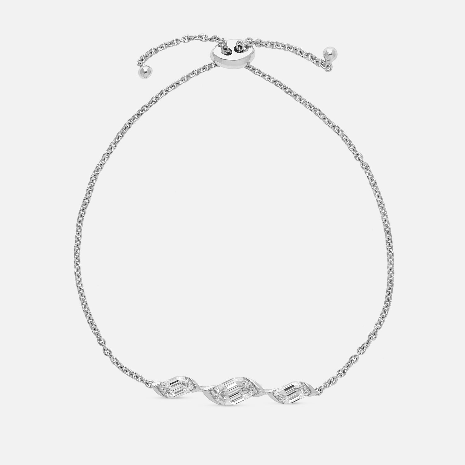 Lab-Grown Diamond Flame Cut Bracelet in White Gold Tone | SKU : 0003767917