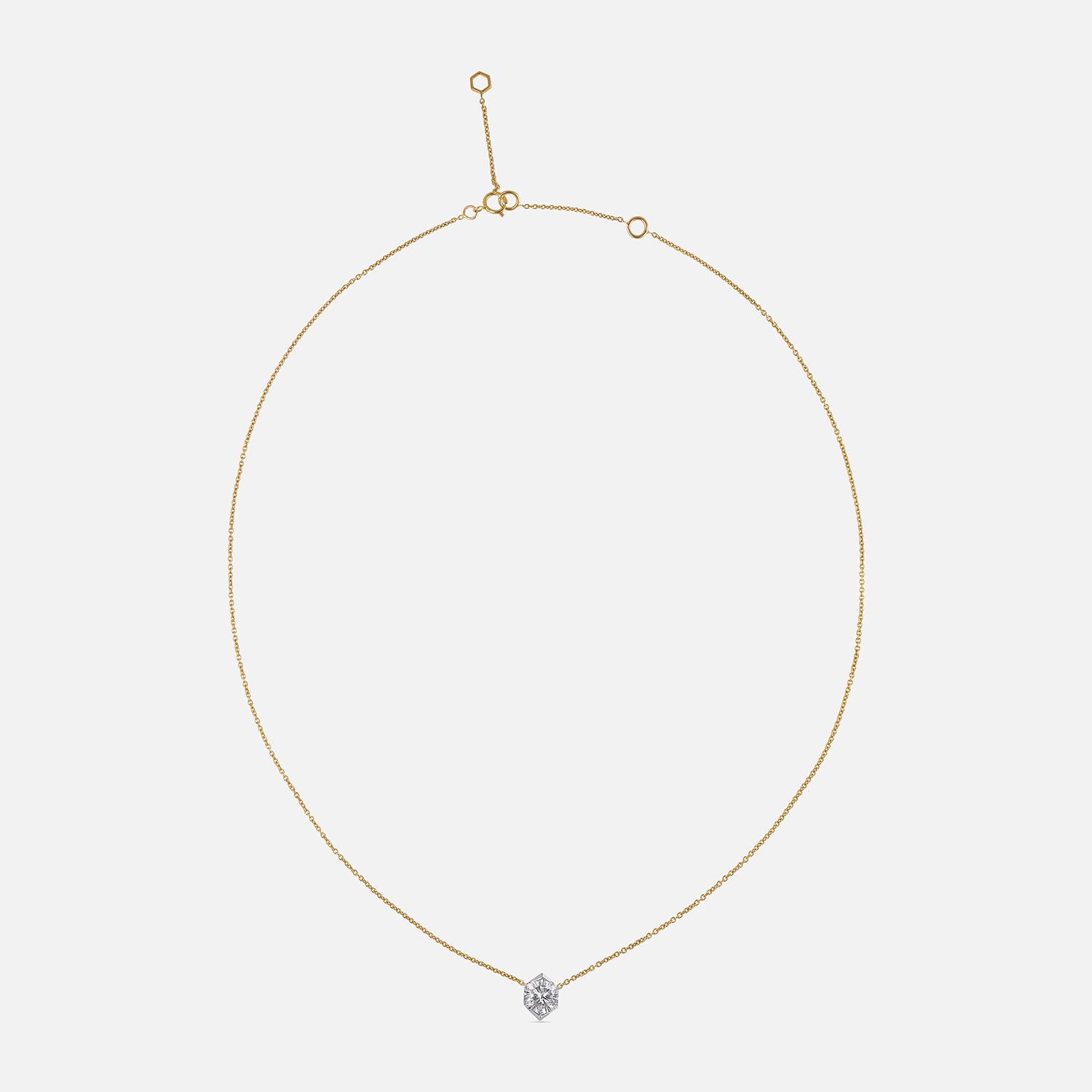 Gold Chain with Hexagon Brilliant-Cut Lab-Grown Diamond Pendant | SKU : 0021912849