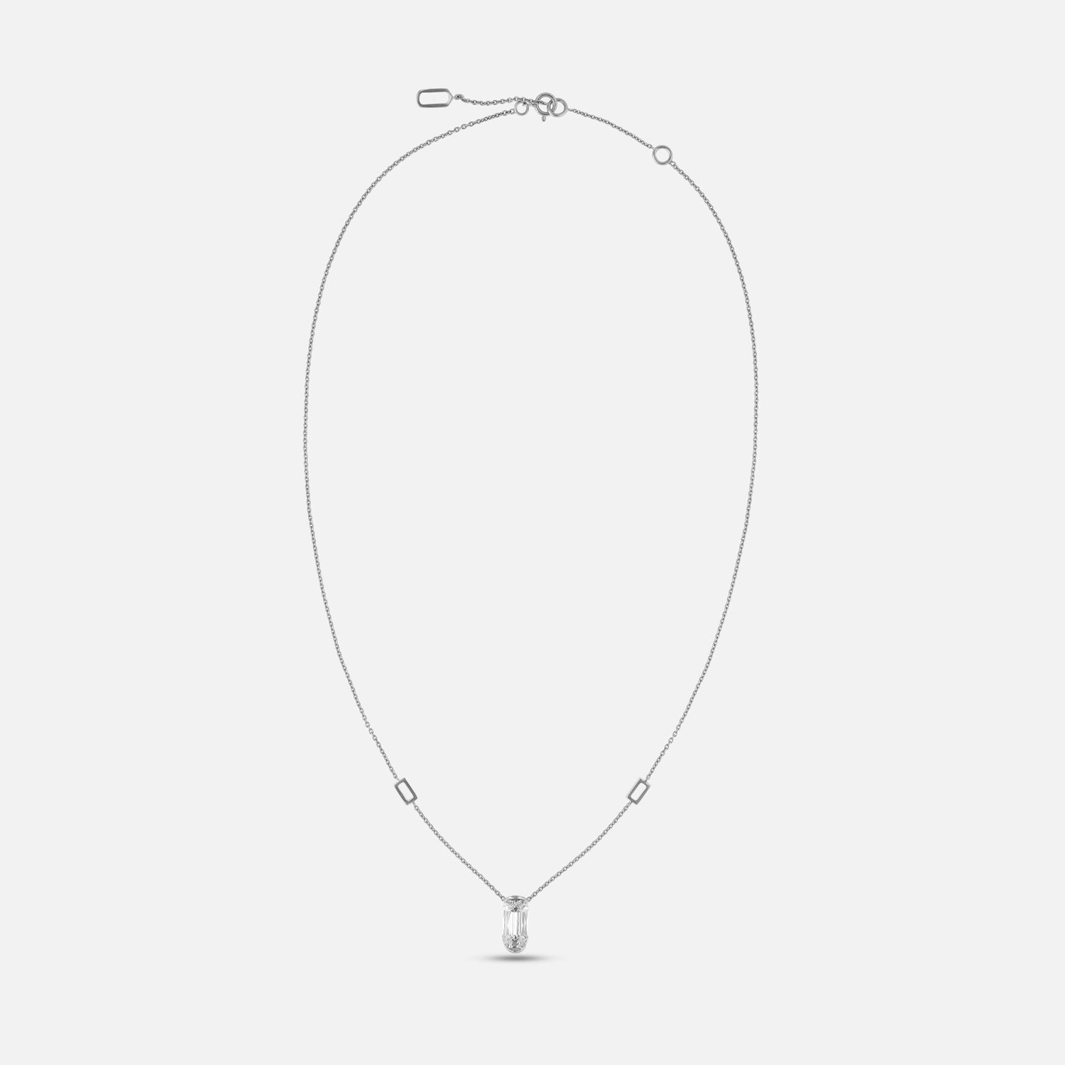 White Gold Chain with Elongated Cushion-Cut Lab-Grown Diamond Pendant | SKU : 0021938580