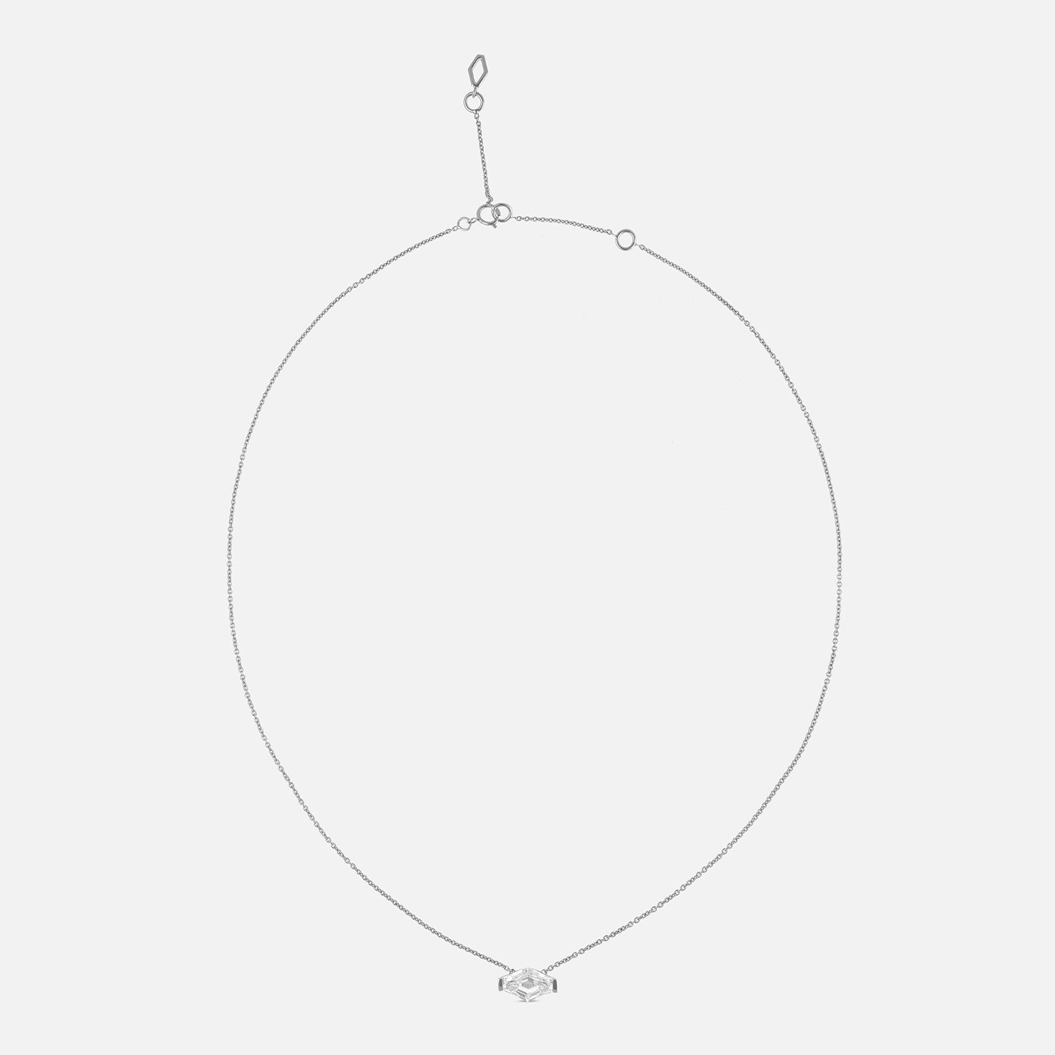 White Gold Chain Pendant with Lozenge Blunt-Cut Lab-Grown Diamond | SKU : 0021938542