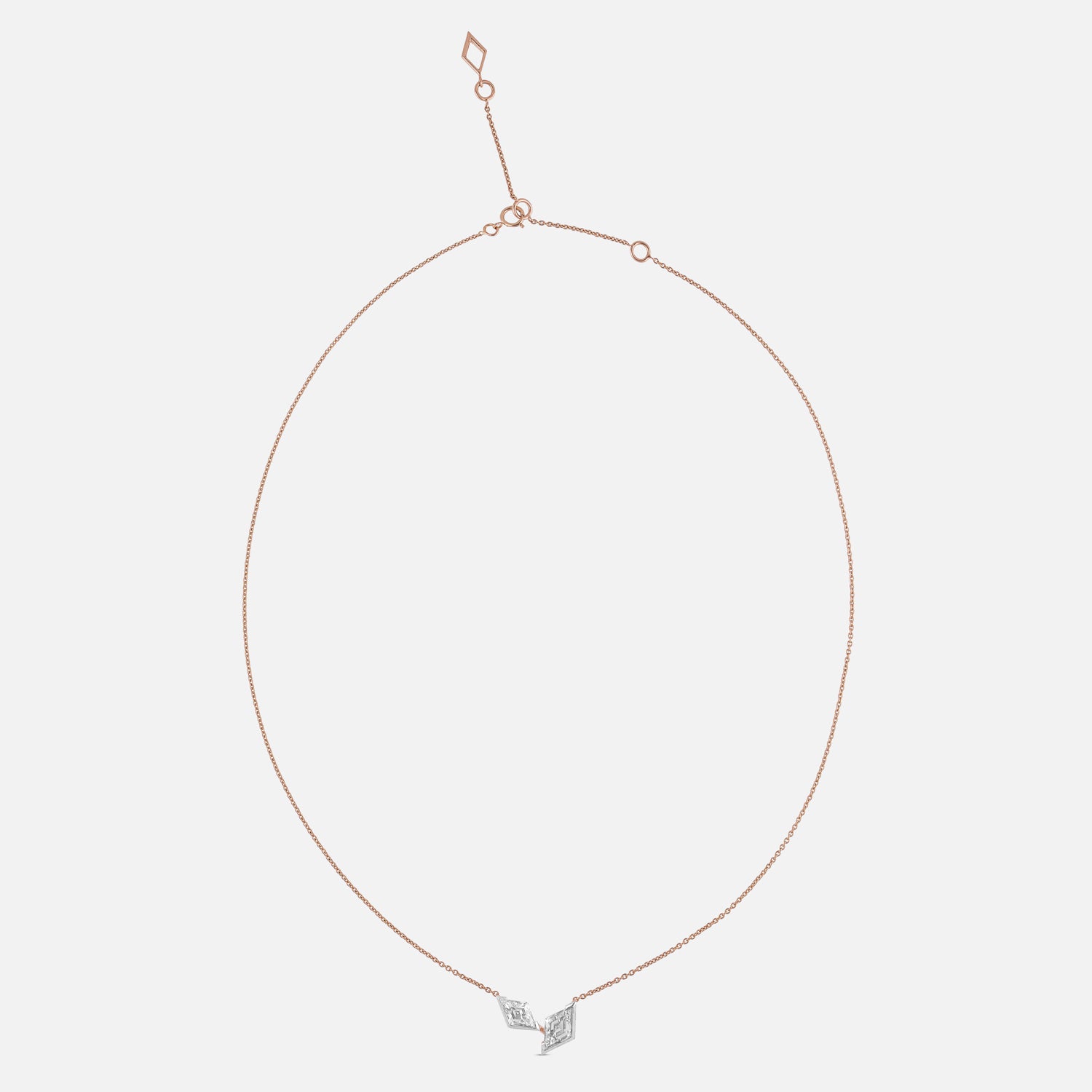 Rose Gold Chain Necklace with Twin Lozenge Pointed-Cut Lab-Grown Diamonds | SKU : 0021916809