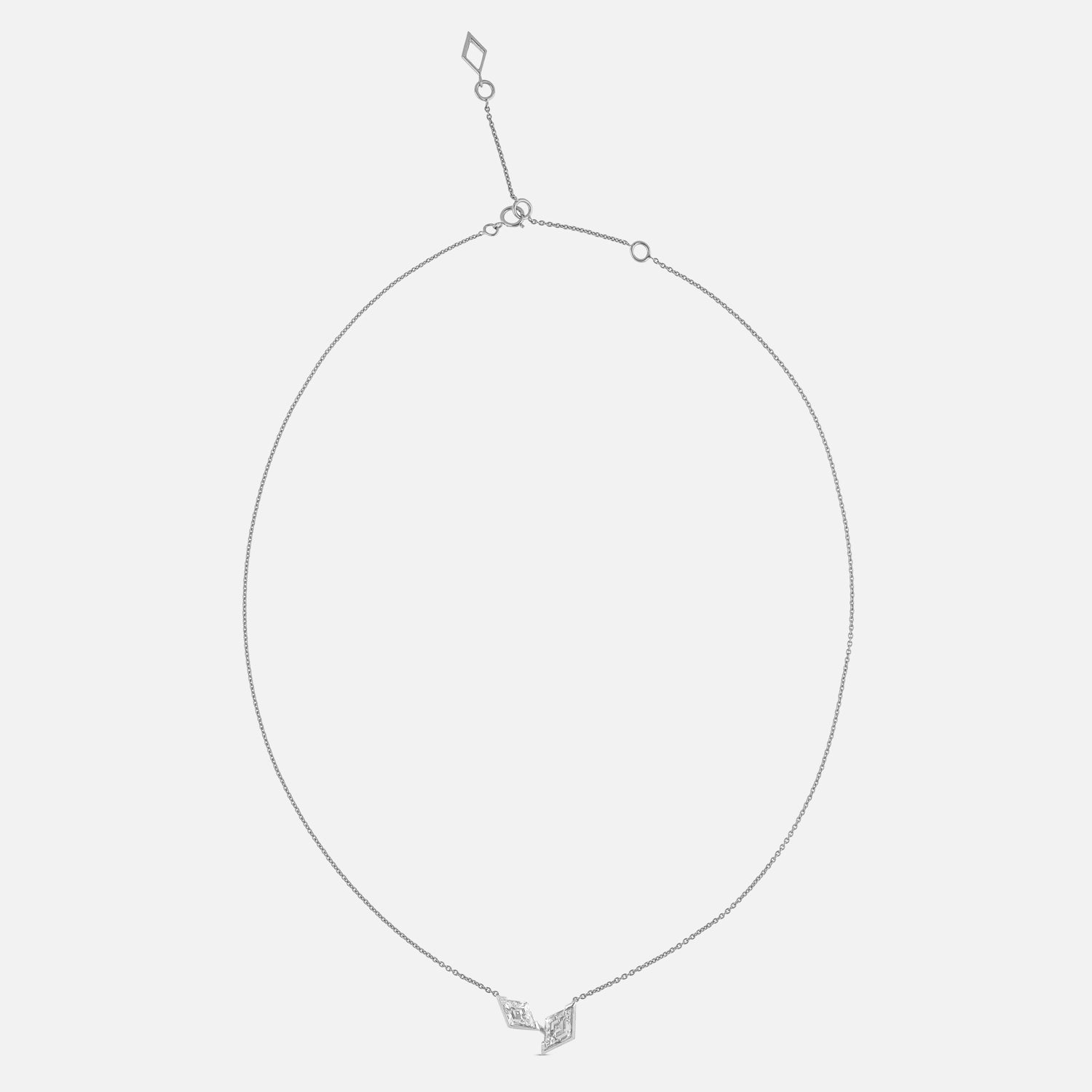 White Gold Chain with Lozenge Pointed-Cut Lab-Grown Diamond Pendant | SKU : 0021929939