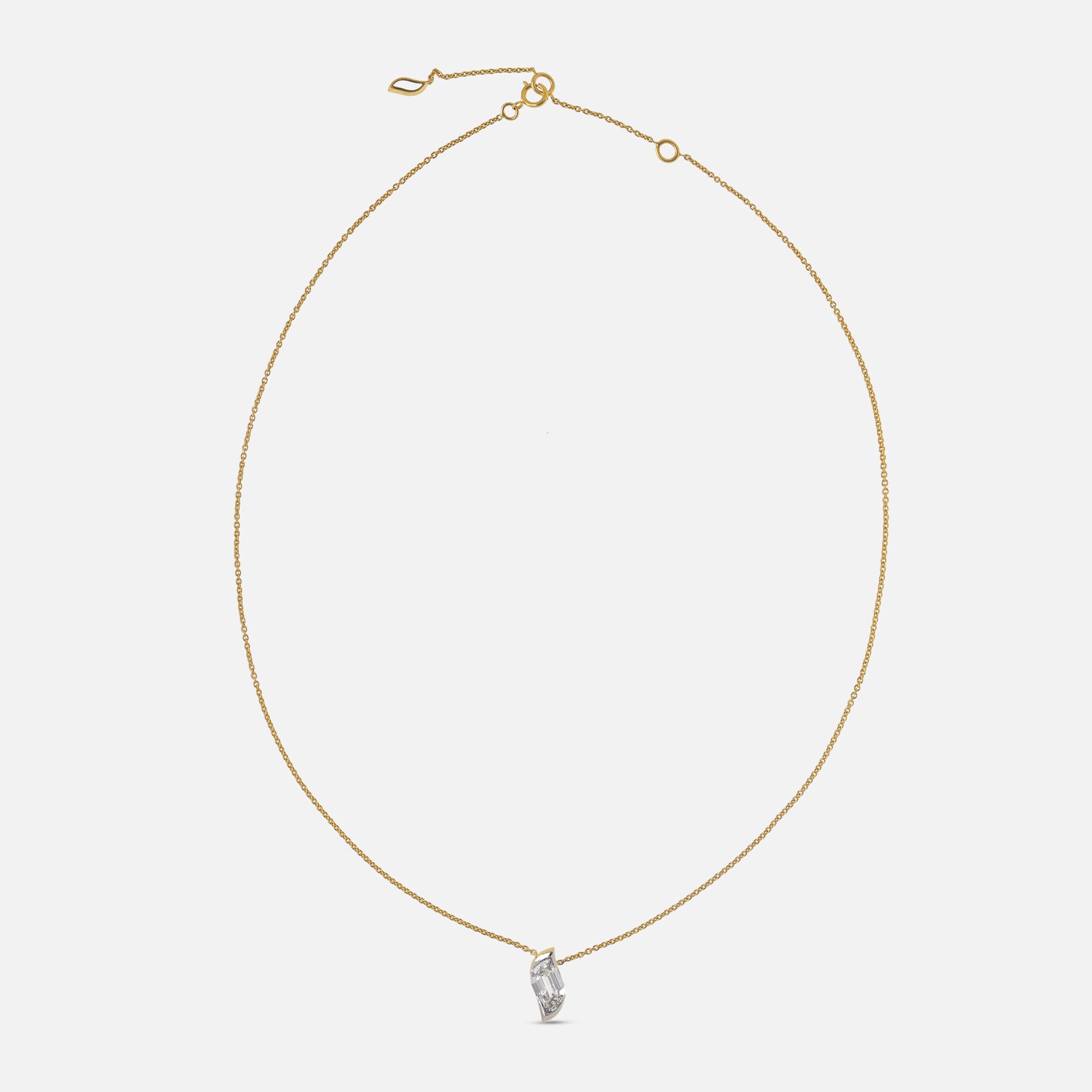 Gold Chain Pendant with Flame-Cut Lab-Grown Diamond | SKU : 0021923340
