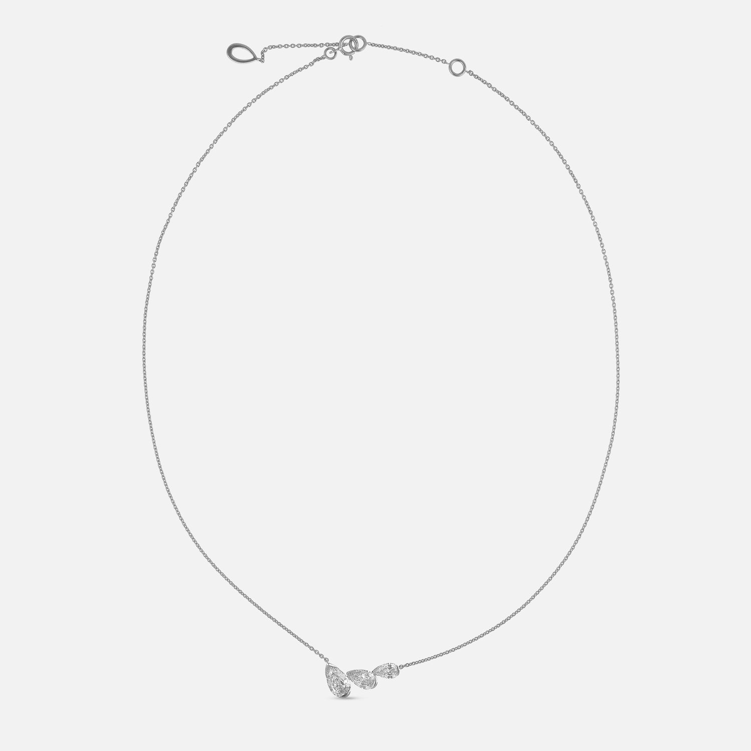 White Gold Chain Pendant with Pear Step-Cut Lab-Grown Diamonds | SKU : 0021941856