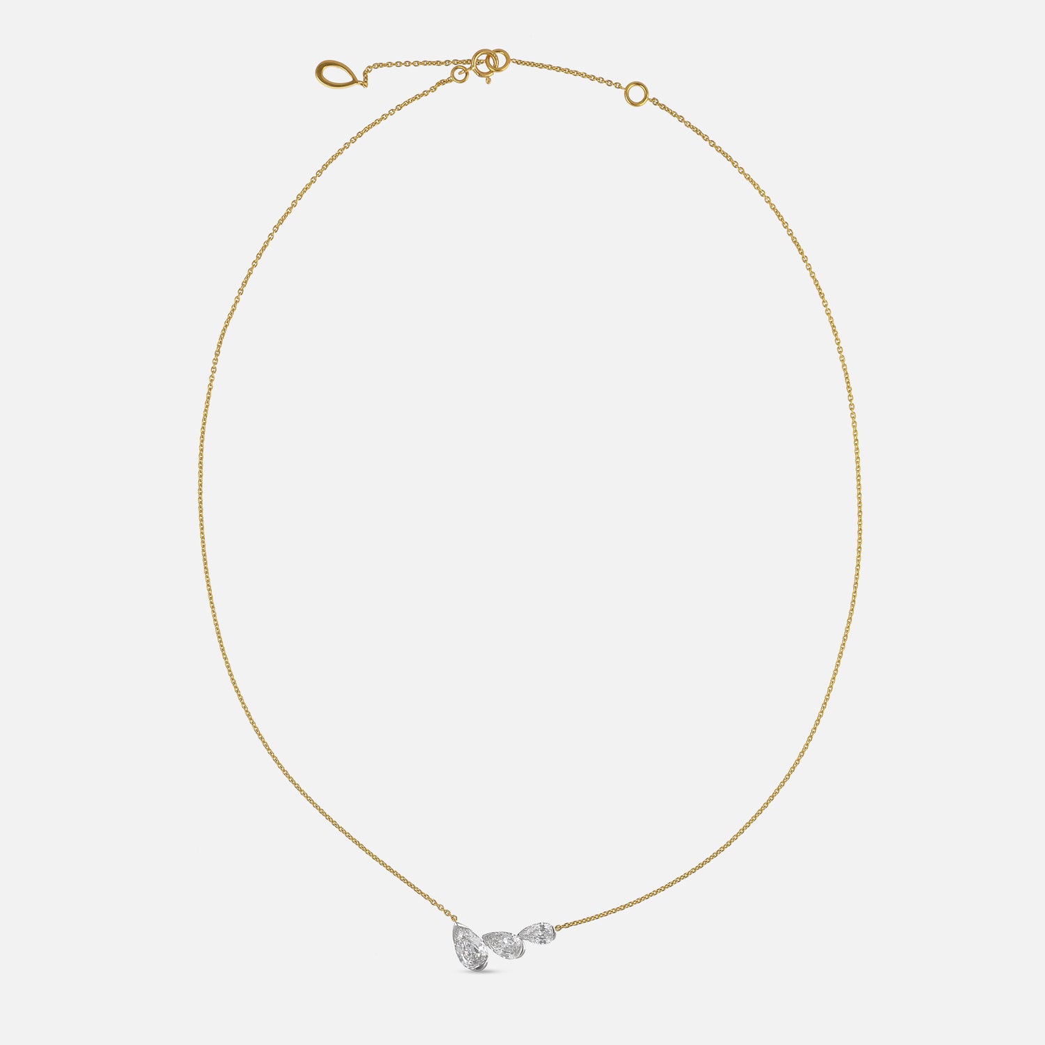 Pear Step-Cut Lab-Grown Diamond Cluster Pendant on Gold Chain | SKU : 0021916441